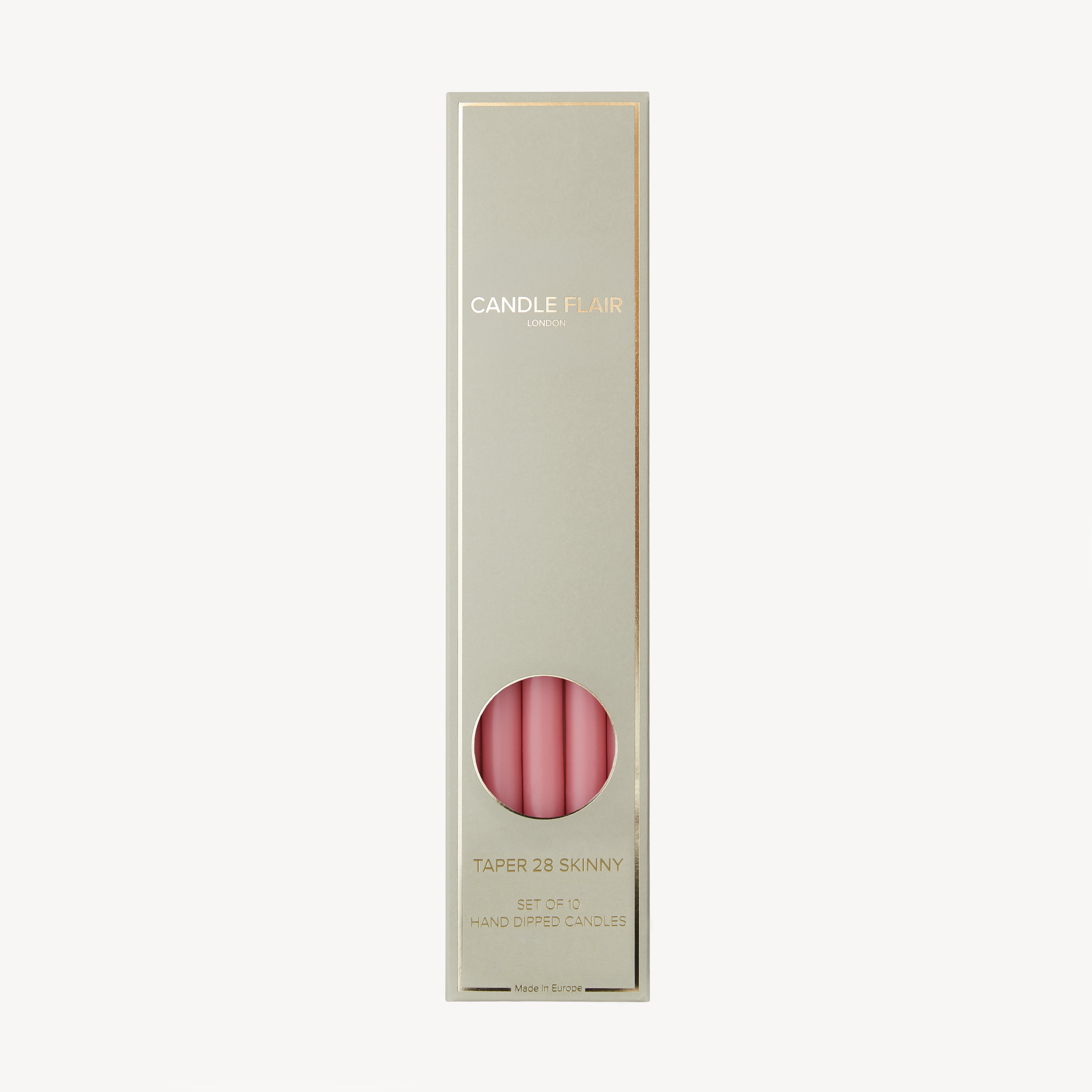 Box of 10 Candles - Taper 28 Skinny - Vintage Rose