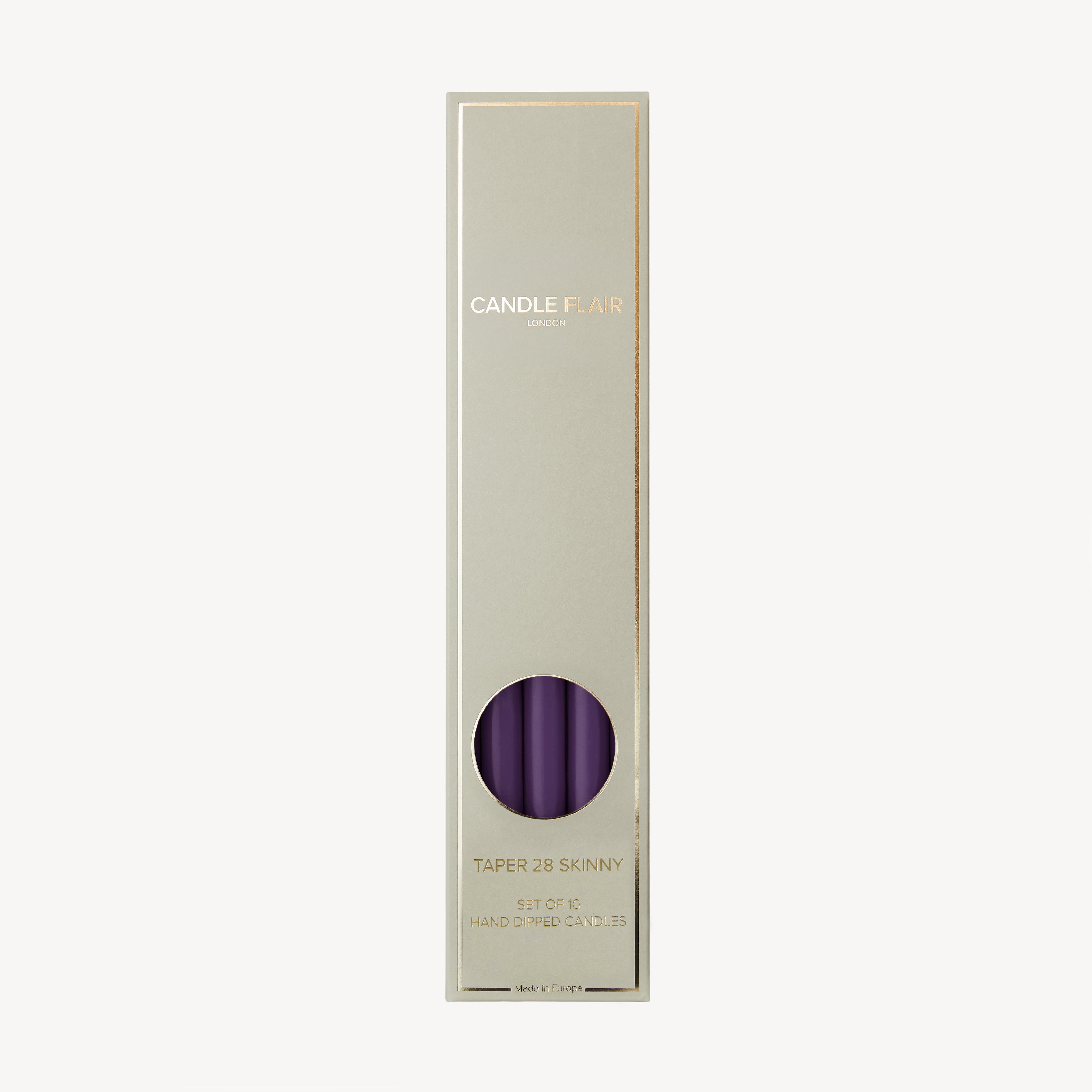 Box of 10 Candles - Taper 28 Skinny - Violet