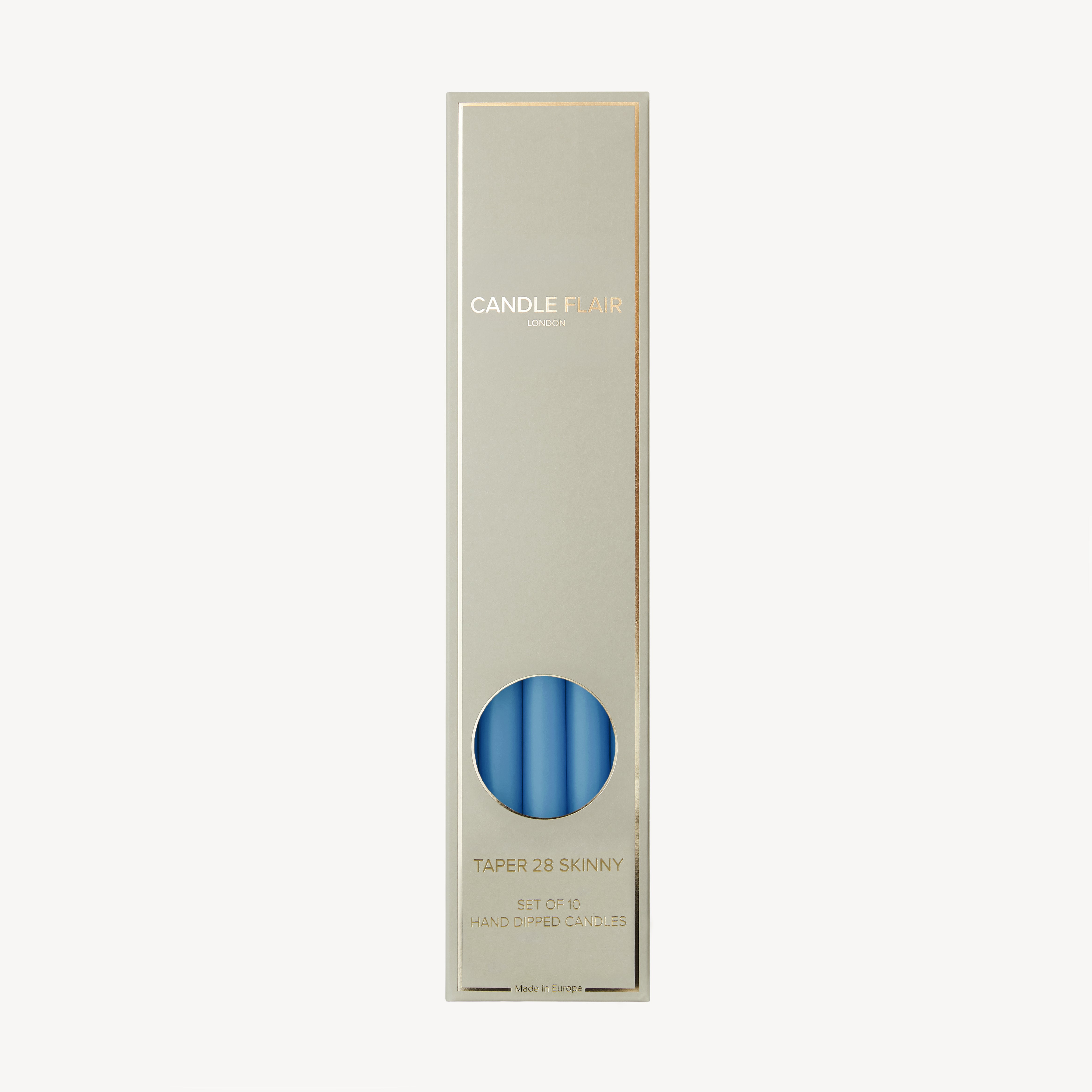 Box of 10 Candles - Taper 28 Skinny - Wedgewood Blue