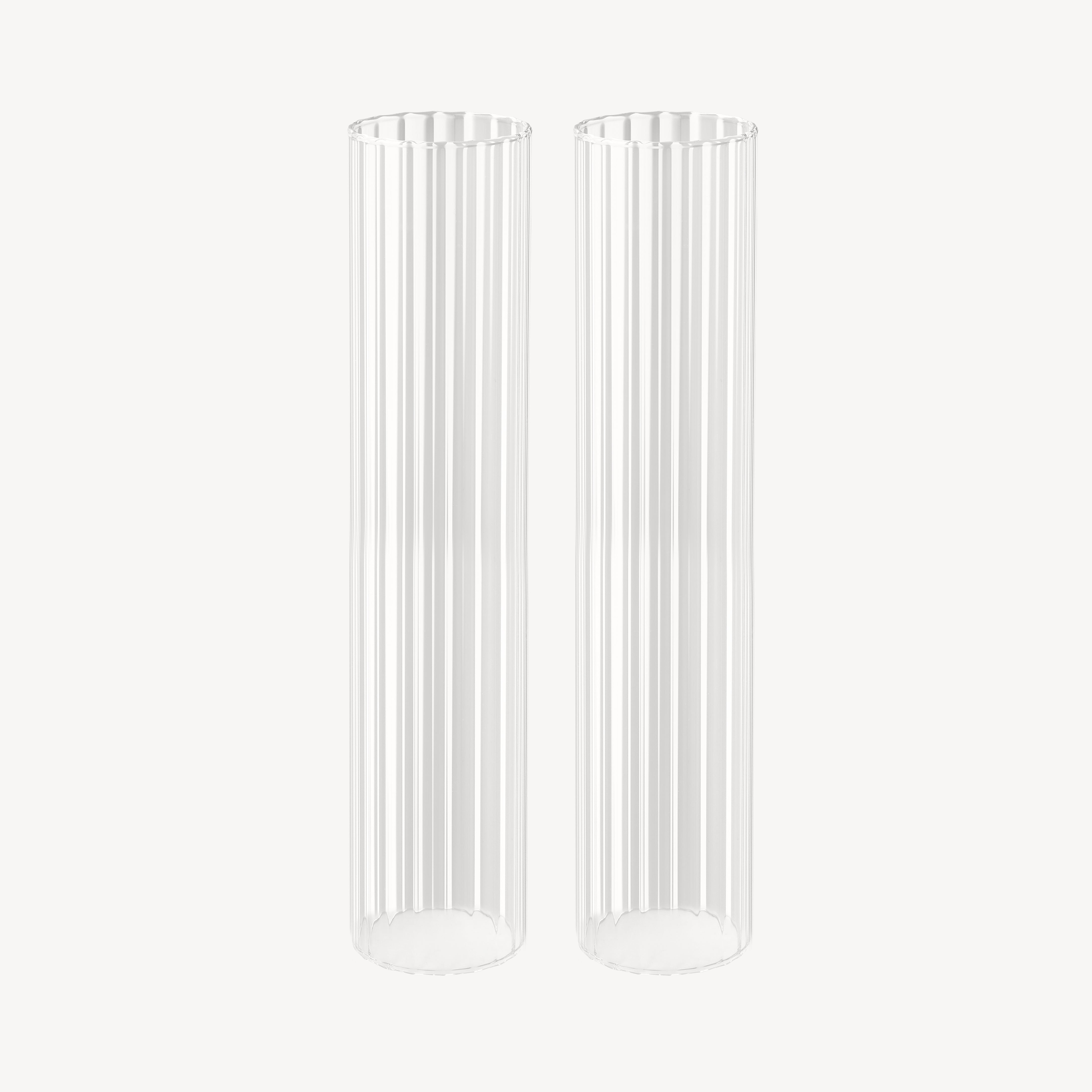 Ribbed Glass Candle Hurricane Covers - Set of 2