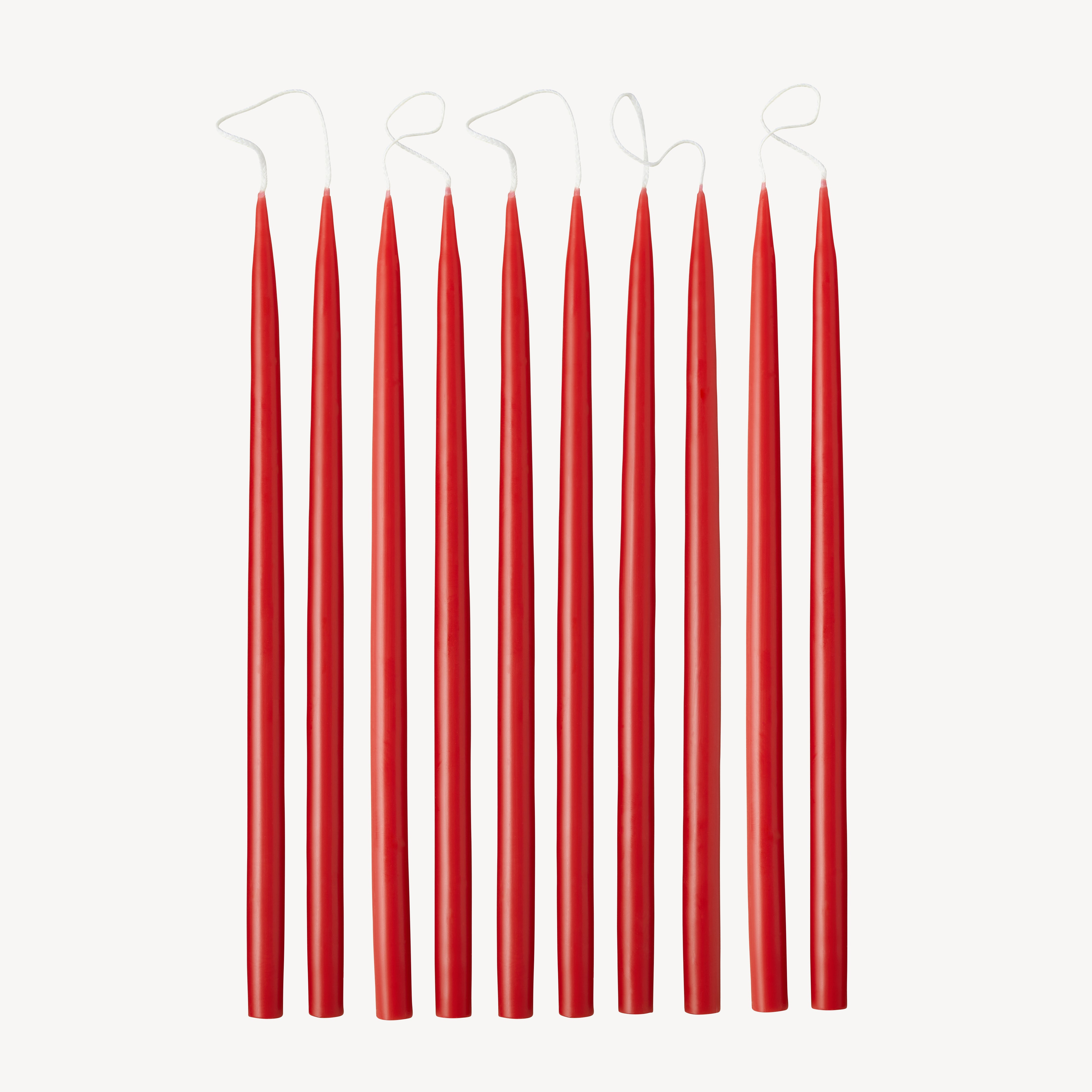 Box of 10 Candles - Taper 28 Skinny - Berry Red