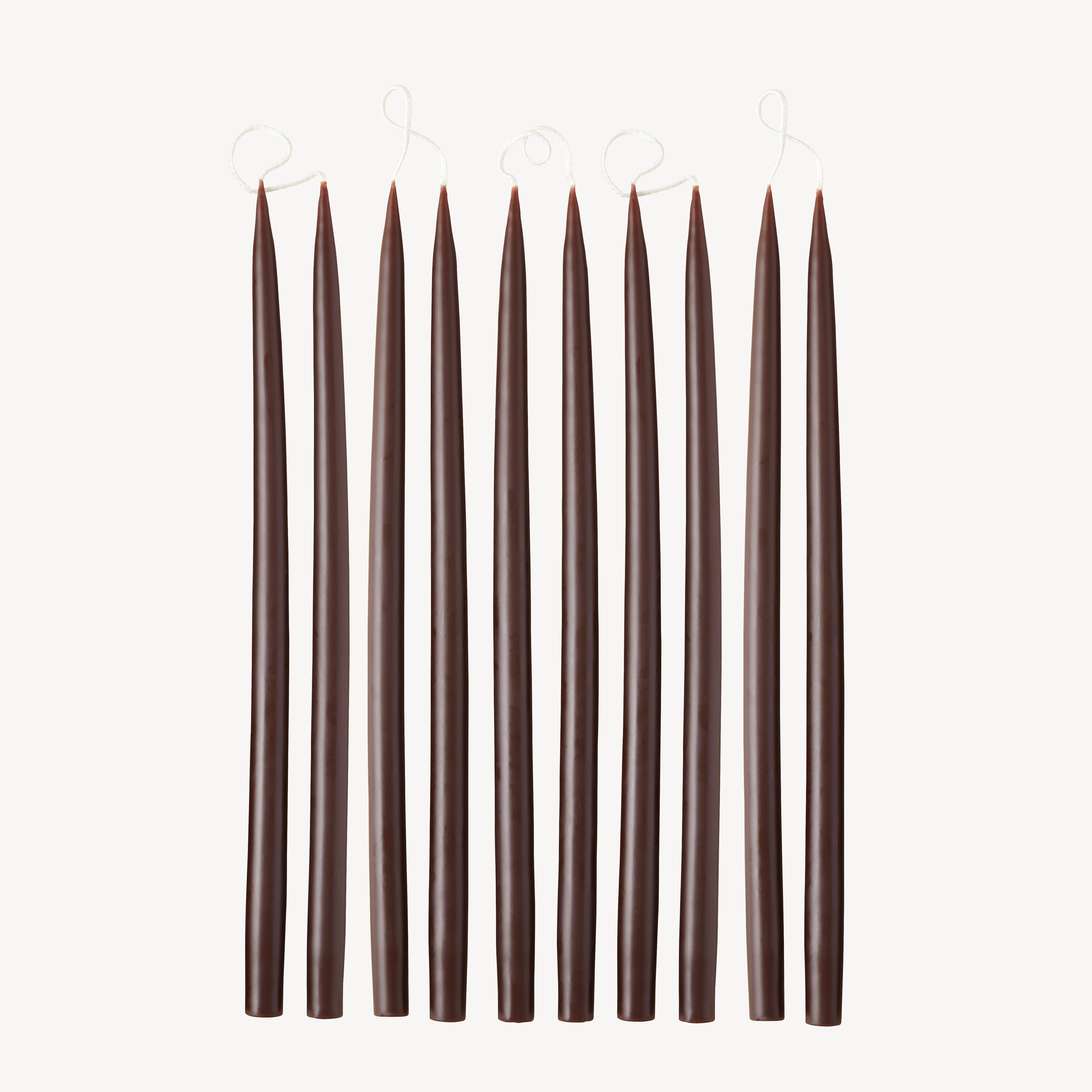 Box of 10 Candles - Taper 28 Skinny - Espresso Brown