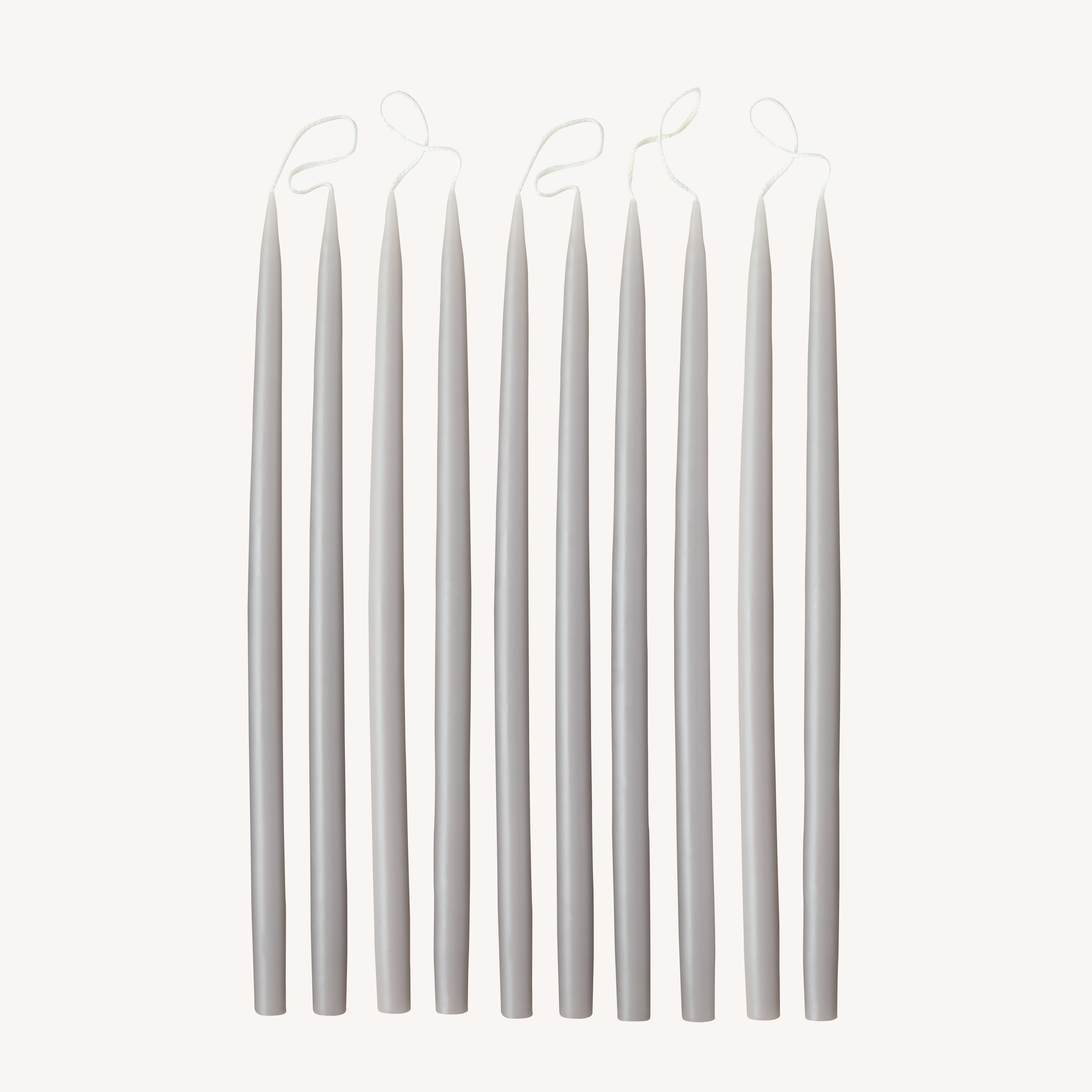 Box of 10 Candles - Taper 28 Skinny - Light Grey