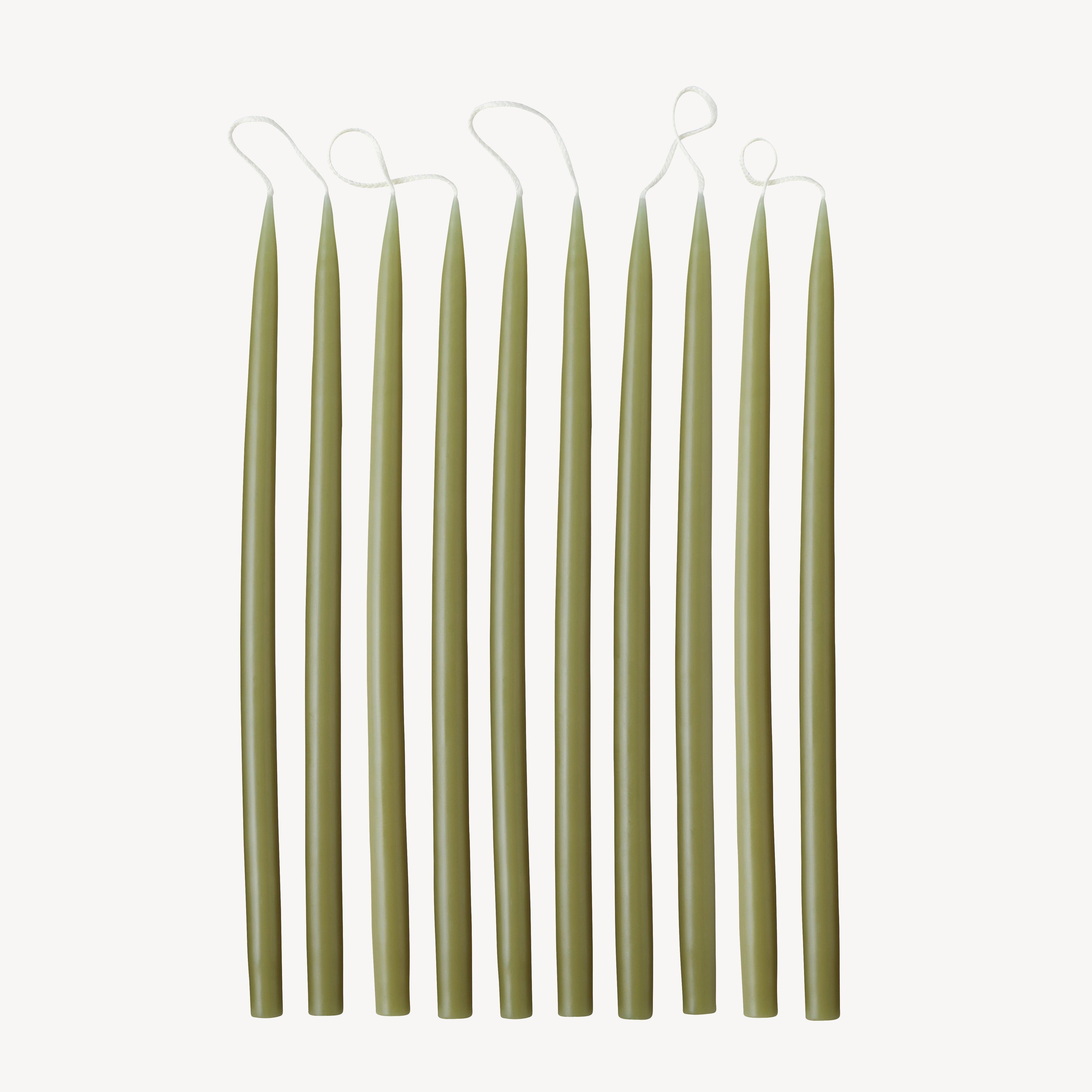 Box of 10 Candles - Taper 28 Skinny - Olive Green