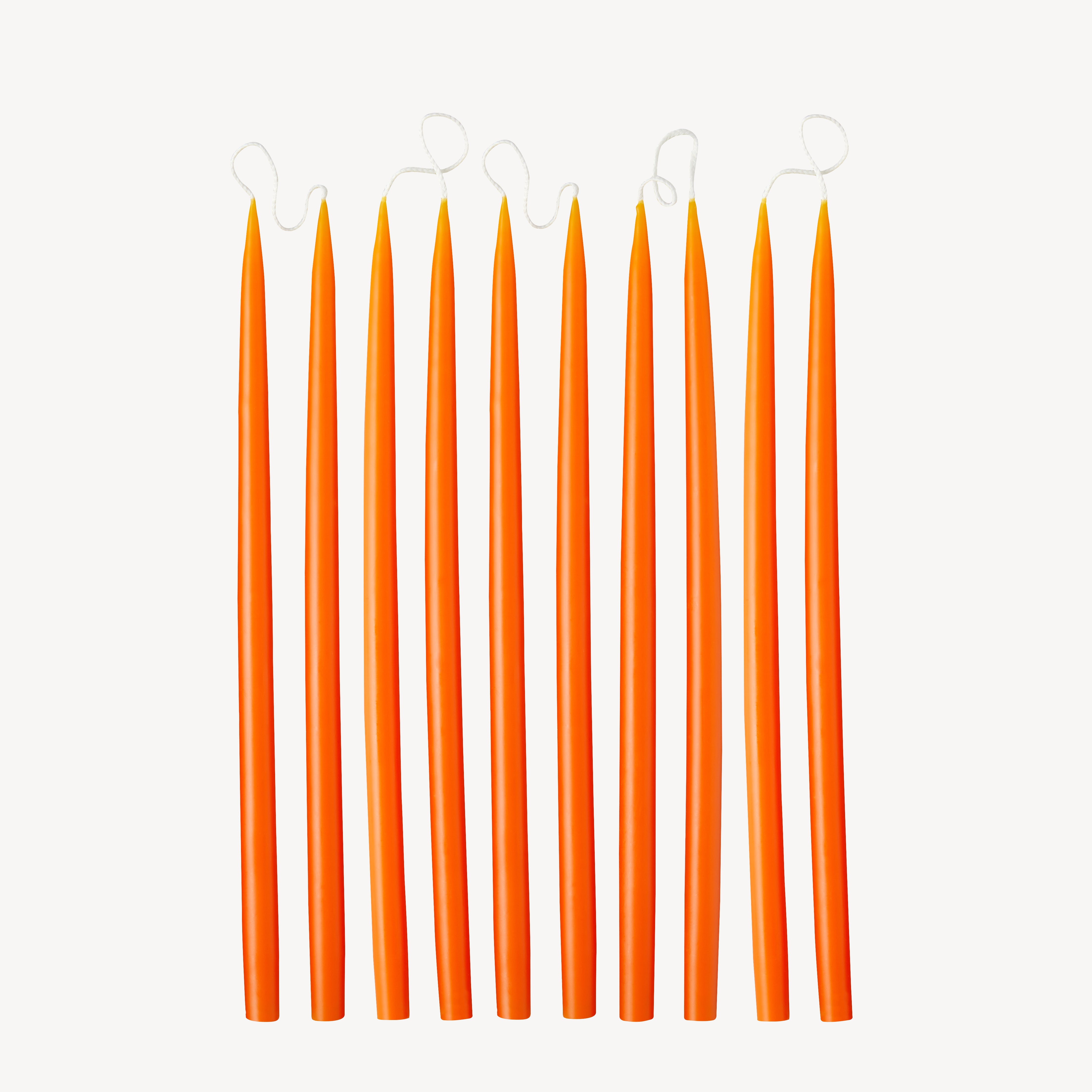 Box of 10 Candles - Taper 28 Skinny - Pumpkin Orange