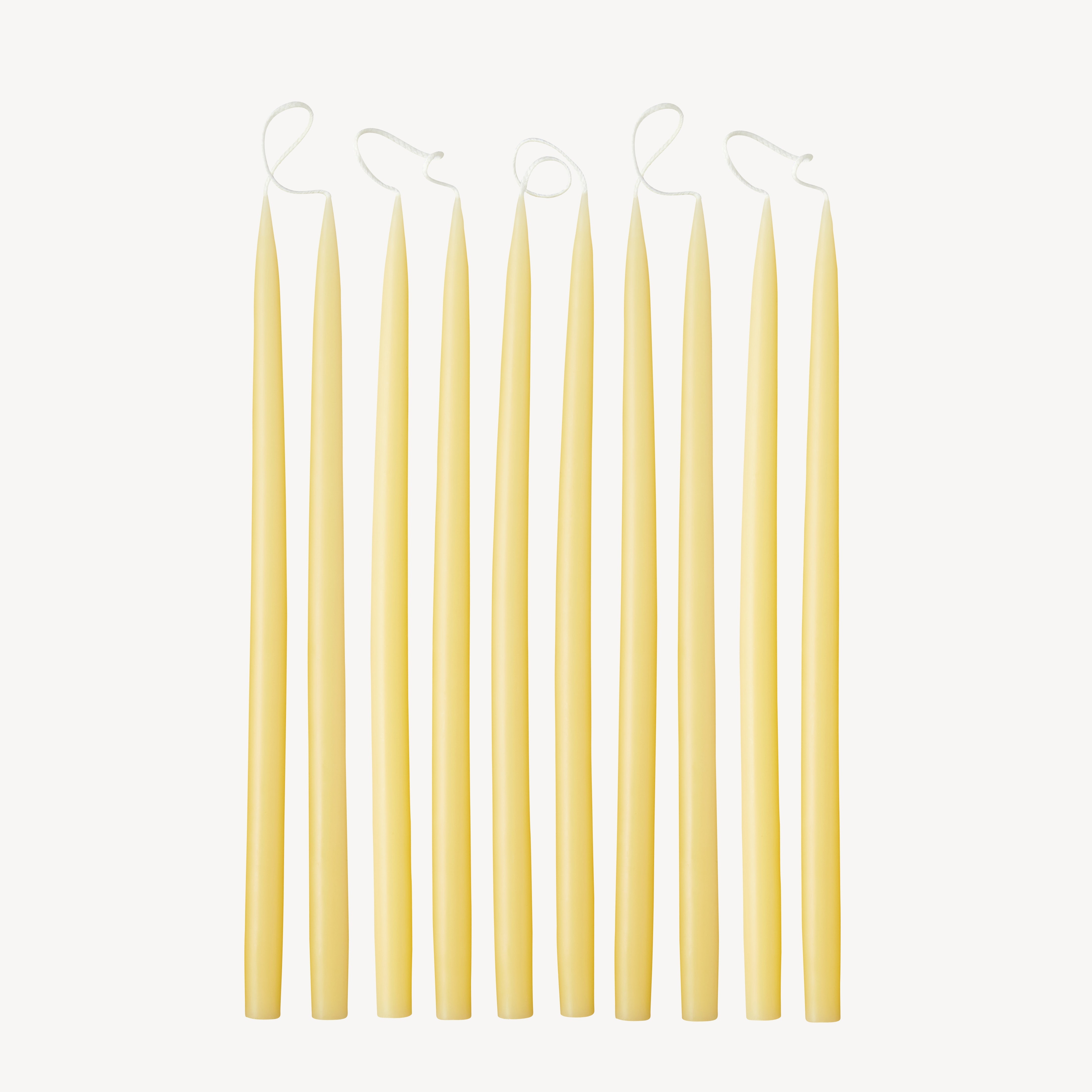 Box of 10 Candles - Taper 28 Skinny - Butter Yellow