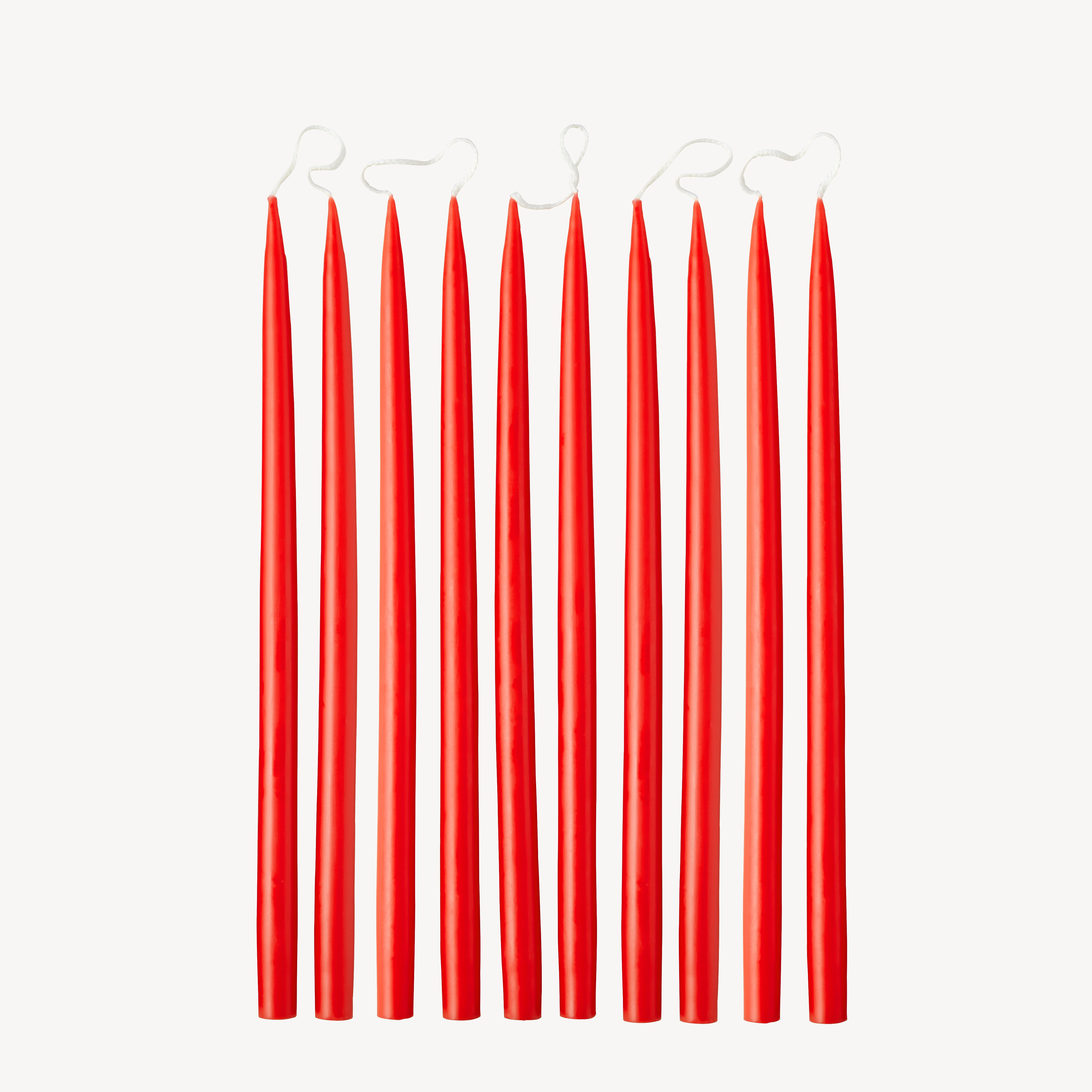 Box of 10 Candles - Taper 28 Skinny - Ruby Red