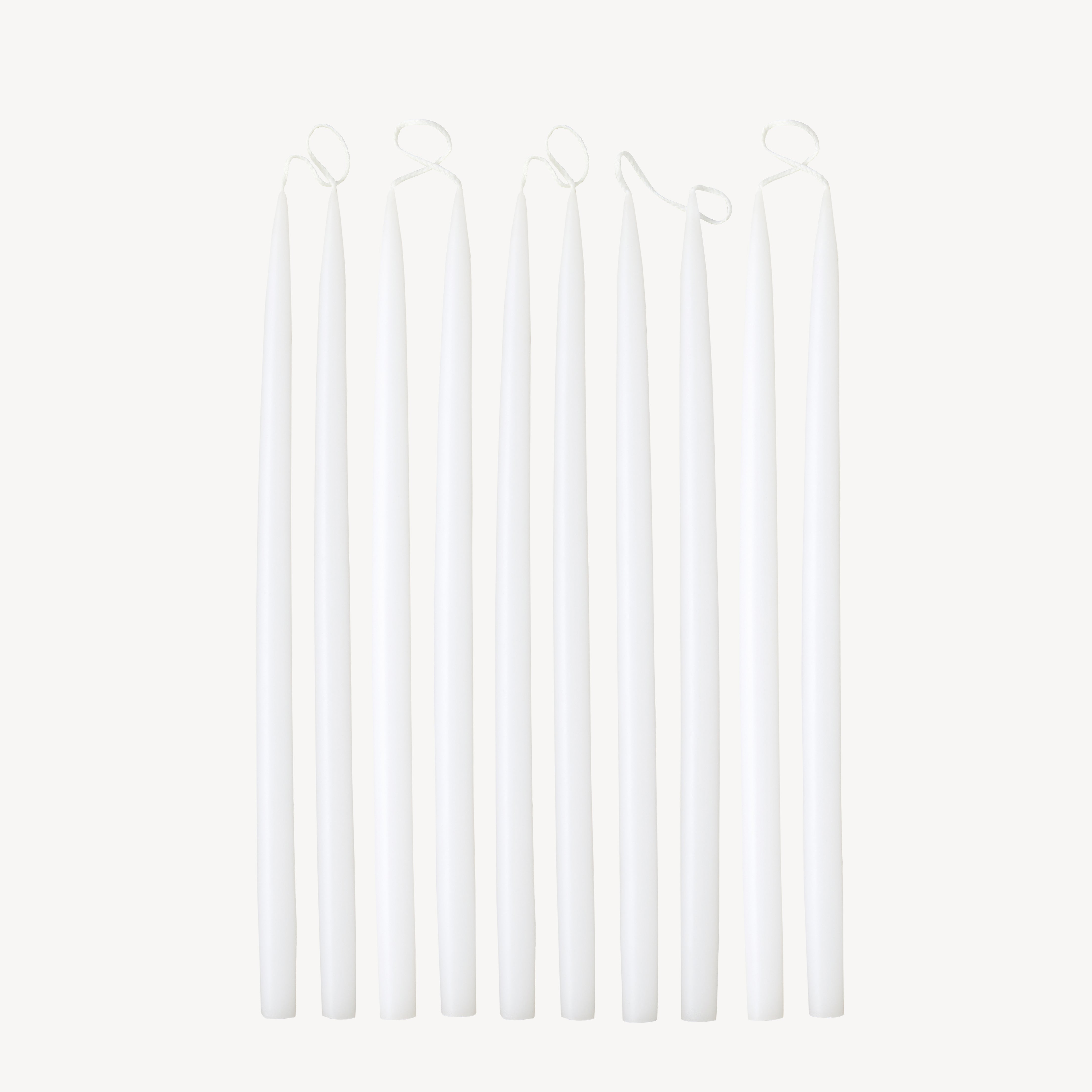 Box of 10 Candles - Taper 28 Skinny - White