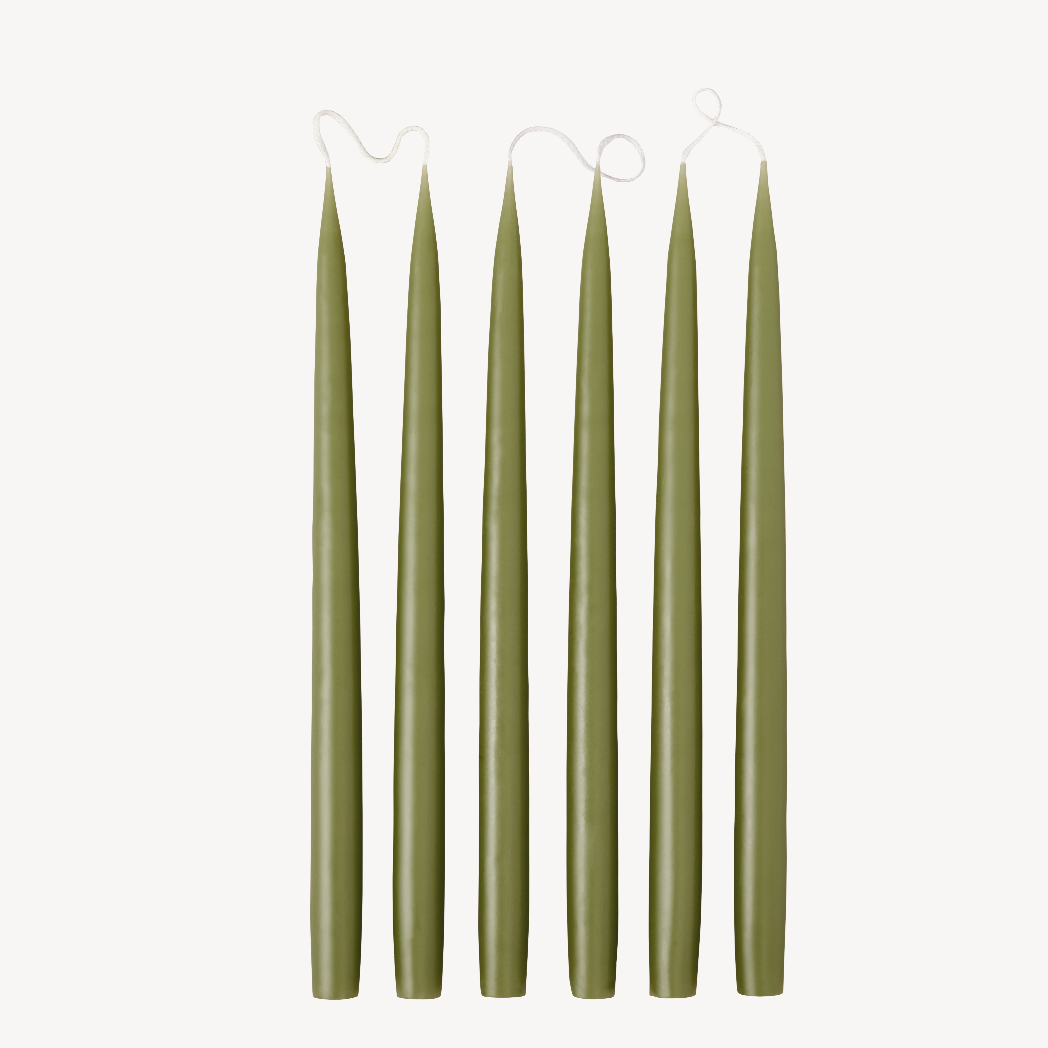 Box of 6 Candles - Taper 35 - Olive Green