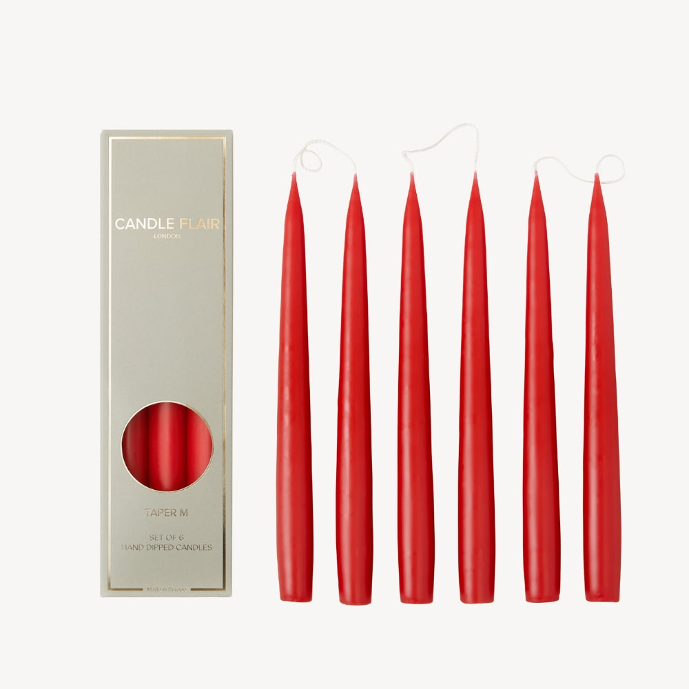 Box of 6 Candles - Taper 25 - Berry Red