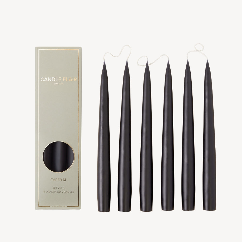 Box of 6 Candles - Taper 25 - Black