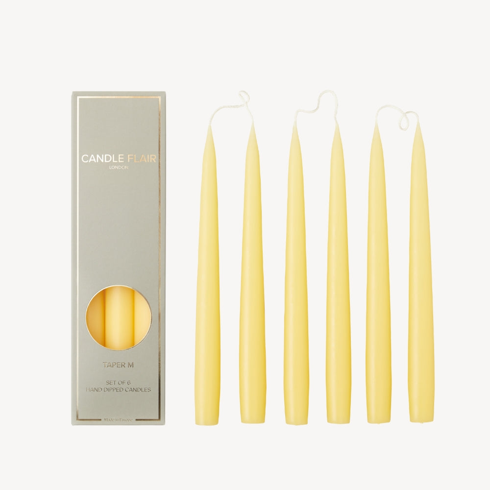 Box of 6 Candles - Taper 25 - Butter Yellow