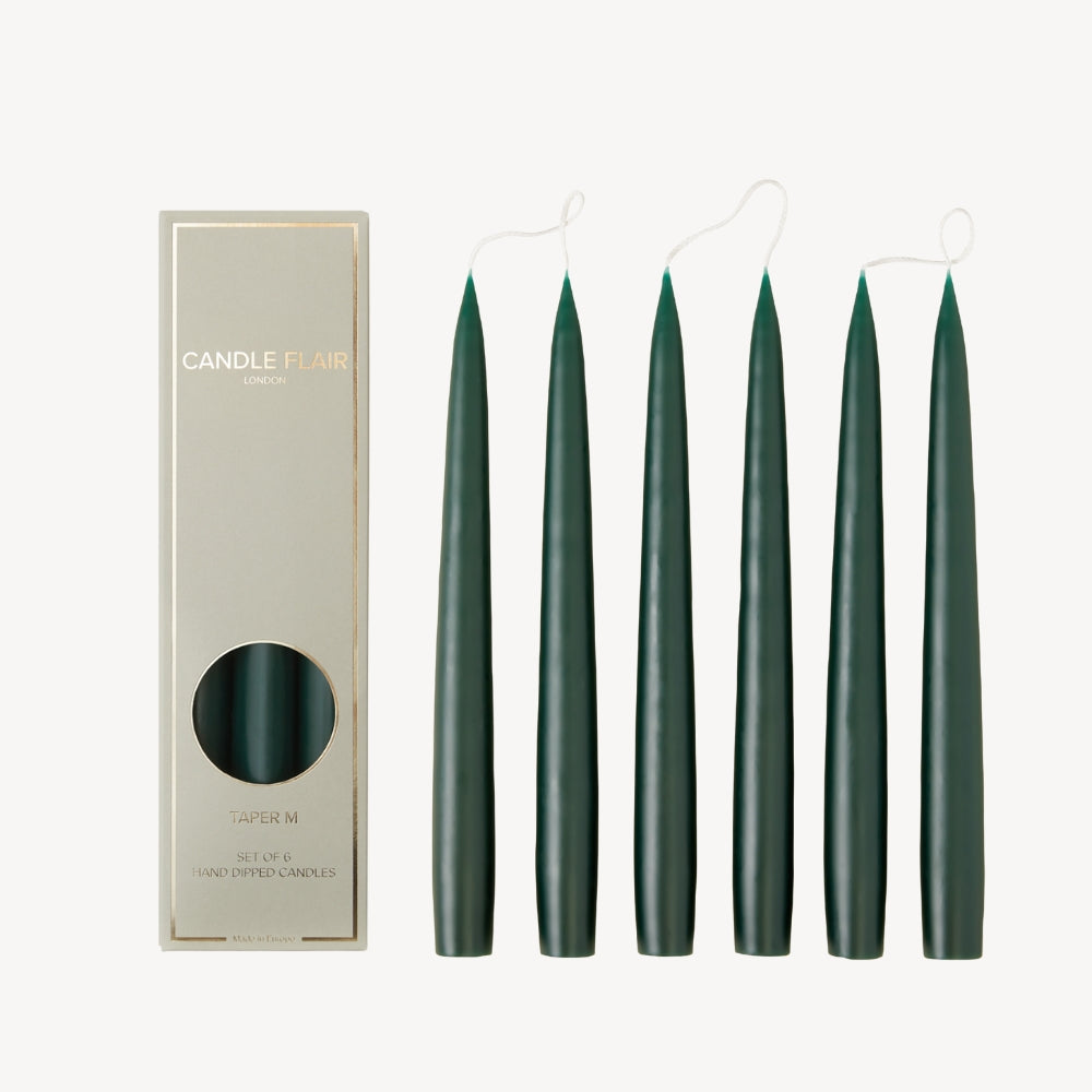 Box of 6 Candles - Taper 25 - Forest Green