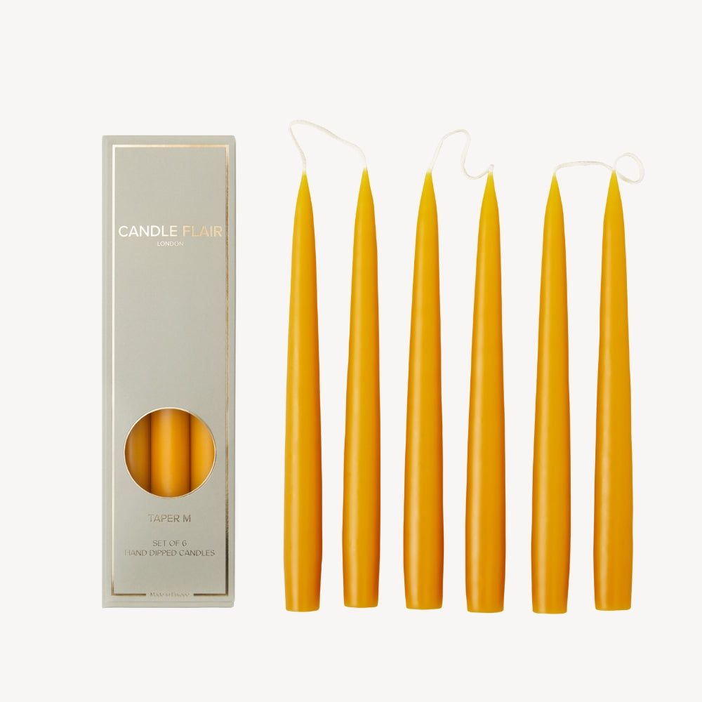 Box of 6 Candles - Taper 25 - Honey
