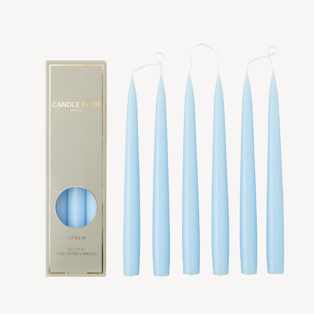 Box of 6 Candles - Taper 25 - Pale Blue