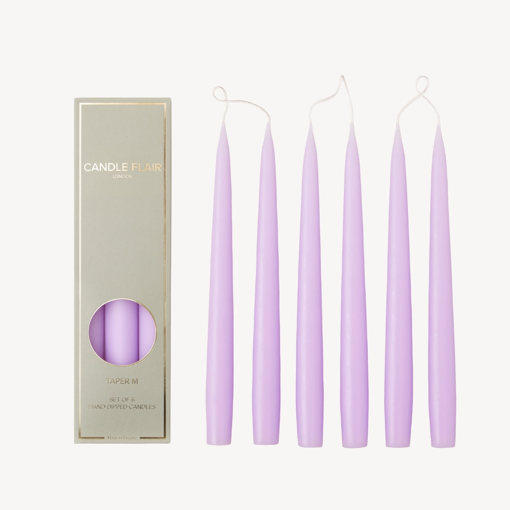 Box of 6 Candles - Taper 25 - Pastel Purple