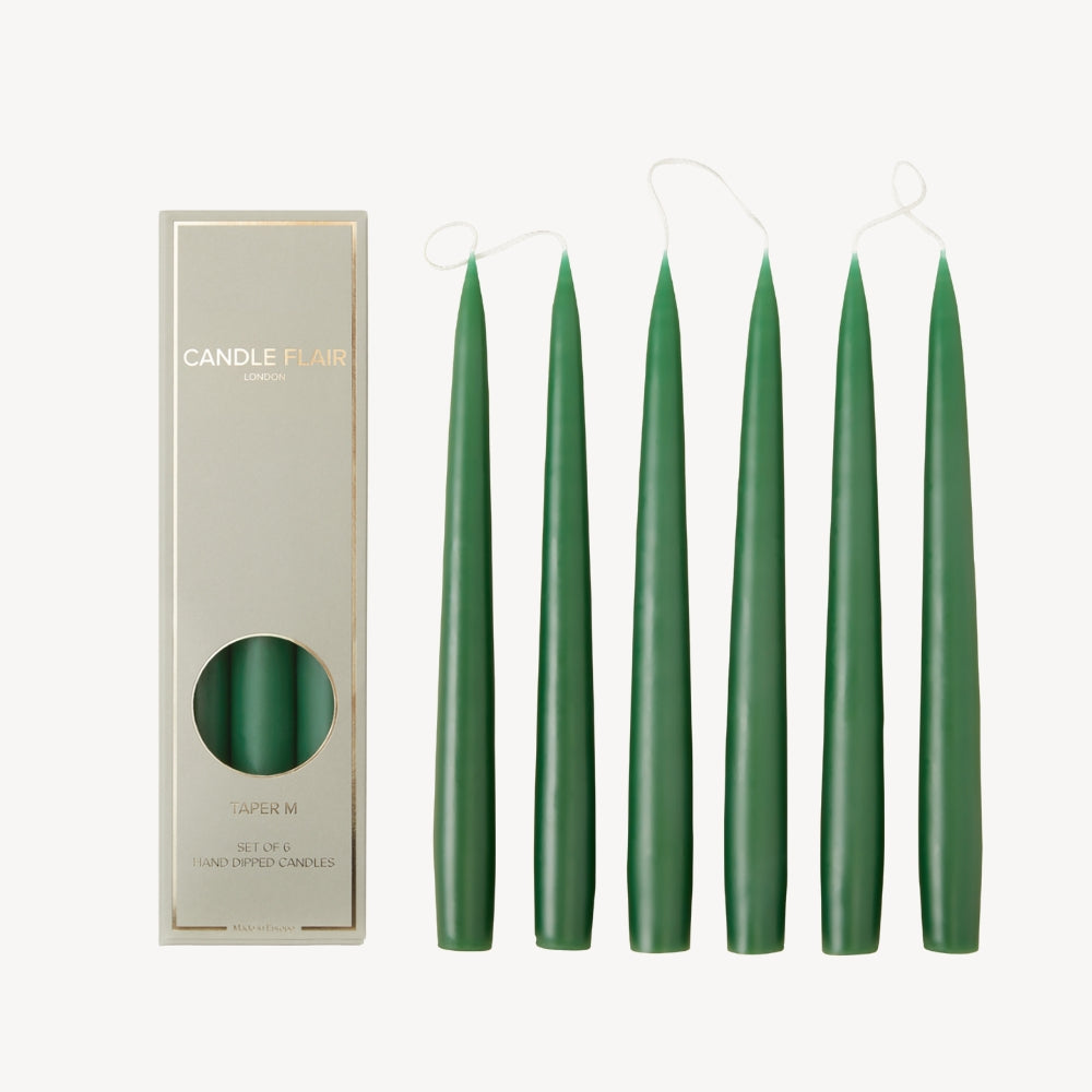 Box of 6 Candles - Taper 25 - Pine Green