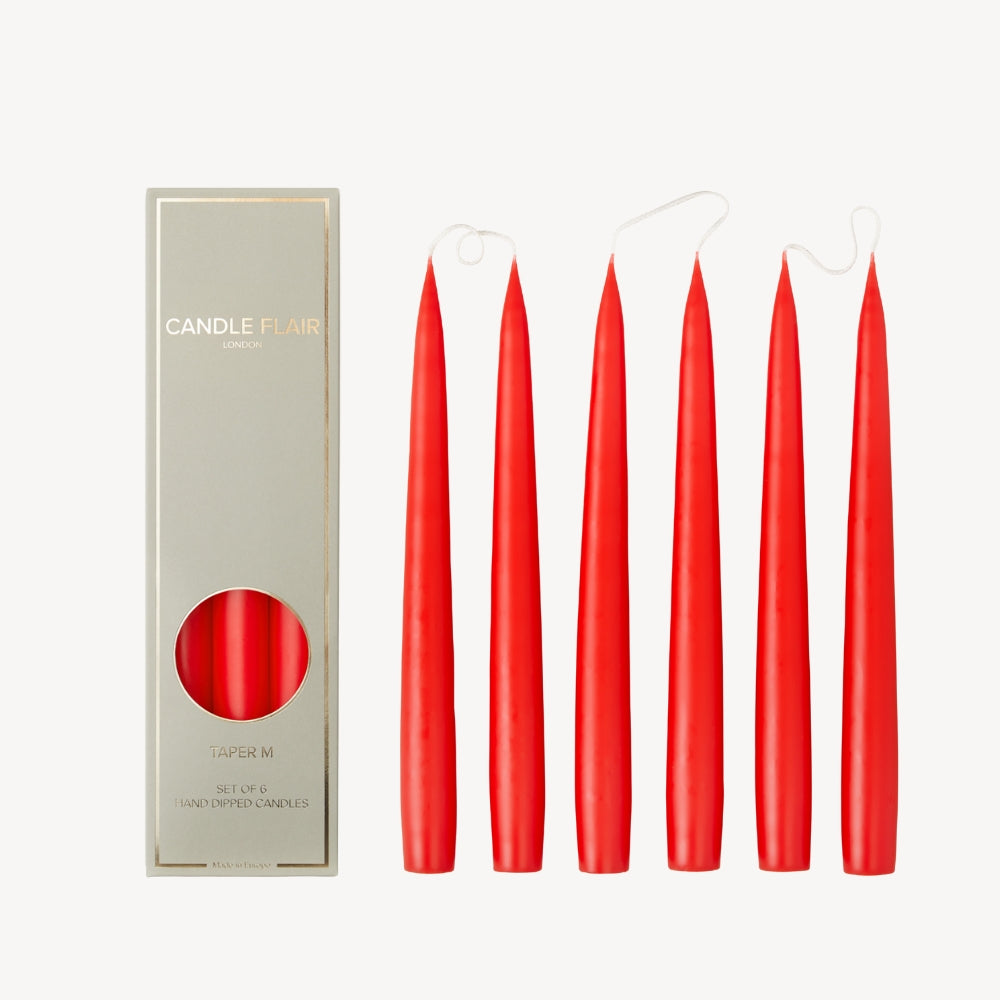 Box of 6 Candles - Taper 25 - Ruby Red