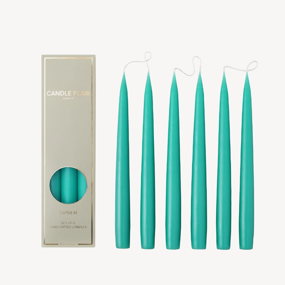 Box of 6 Candles - Taper 25 - Turquoise