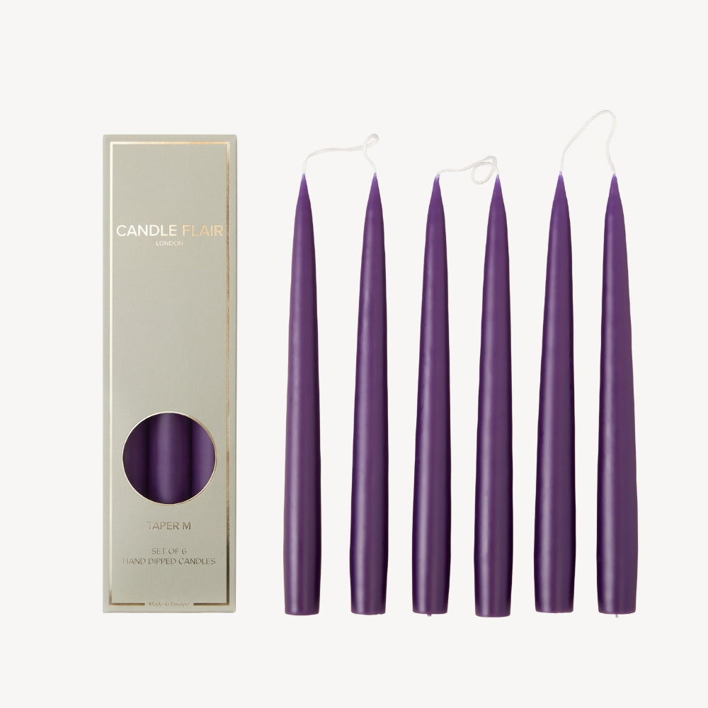 Box of 6 Candles - Taper 25 - Violet