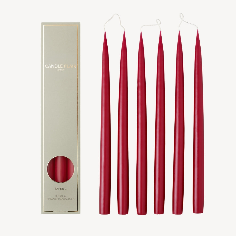 Box of 6 Candles - Taper 35 - Burgundy Red