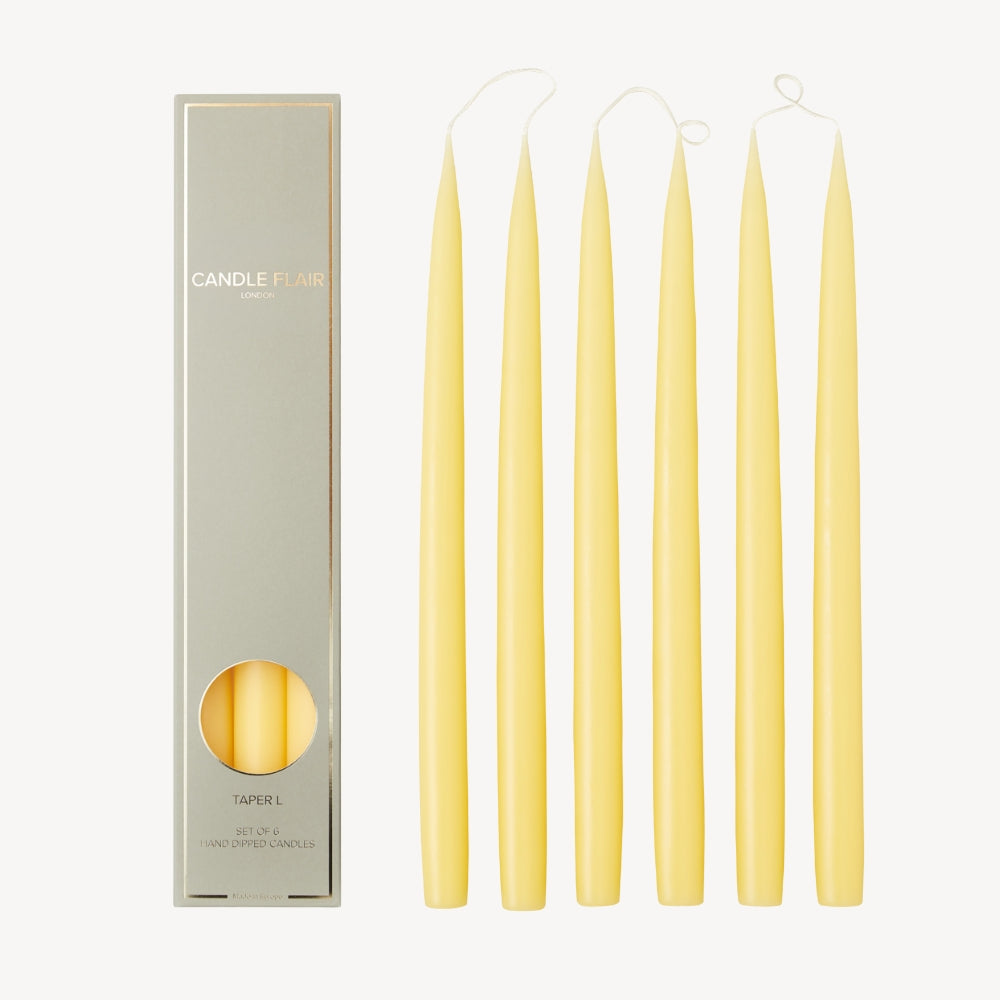 Box of 6 Candles - Taper 35 - Butter Yellow