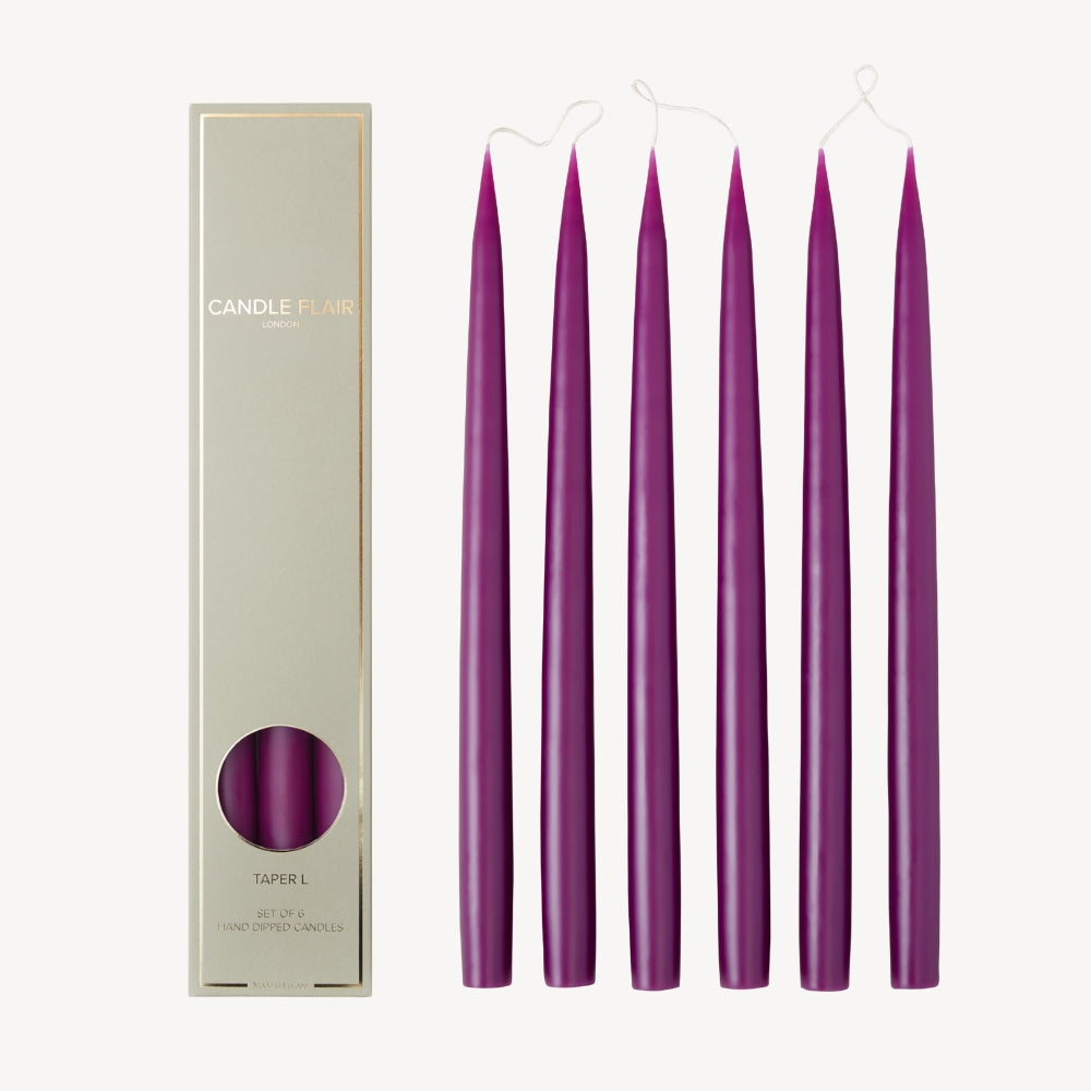 Box of 6 Candles - Taper 35 - Dark Heather