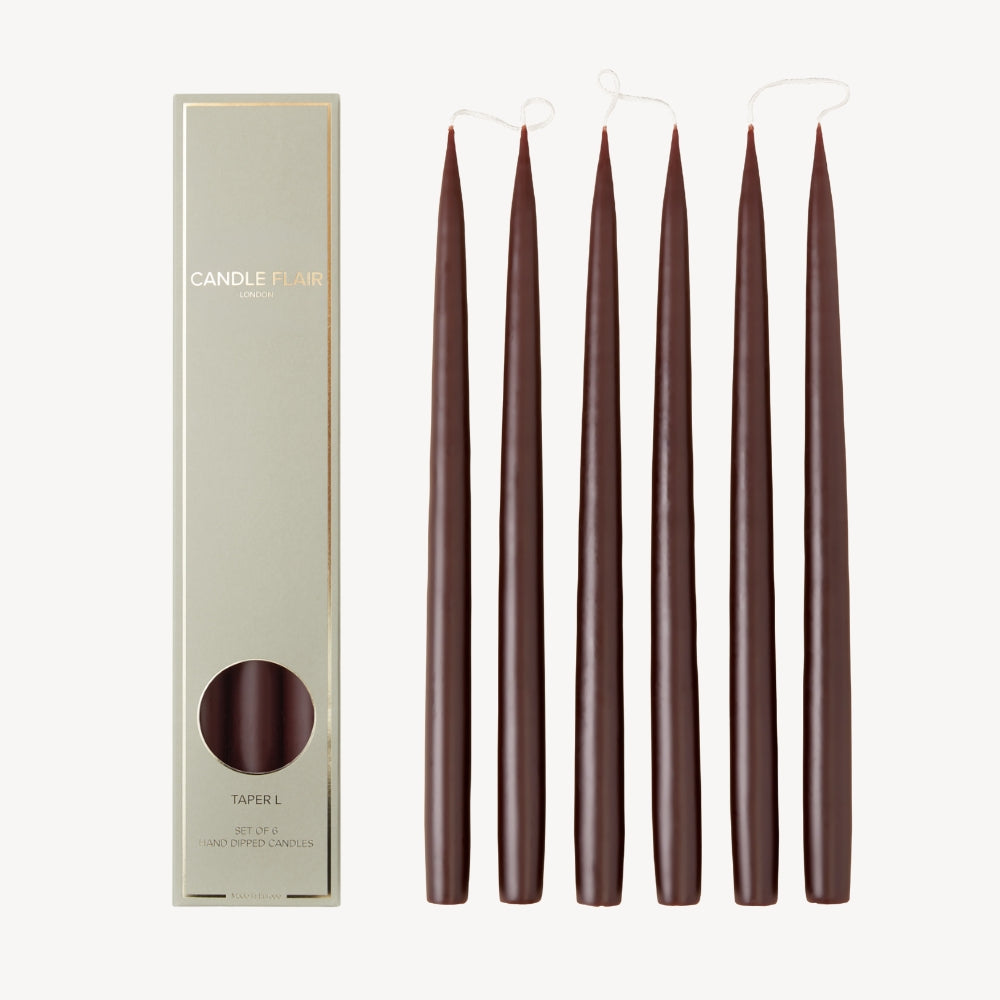 Box of 6 Candles - Taper 35 - Espresso Brown
