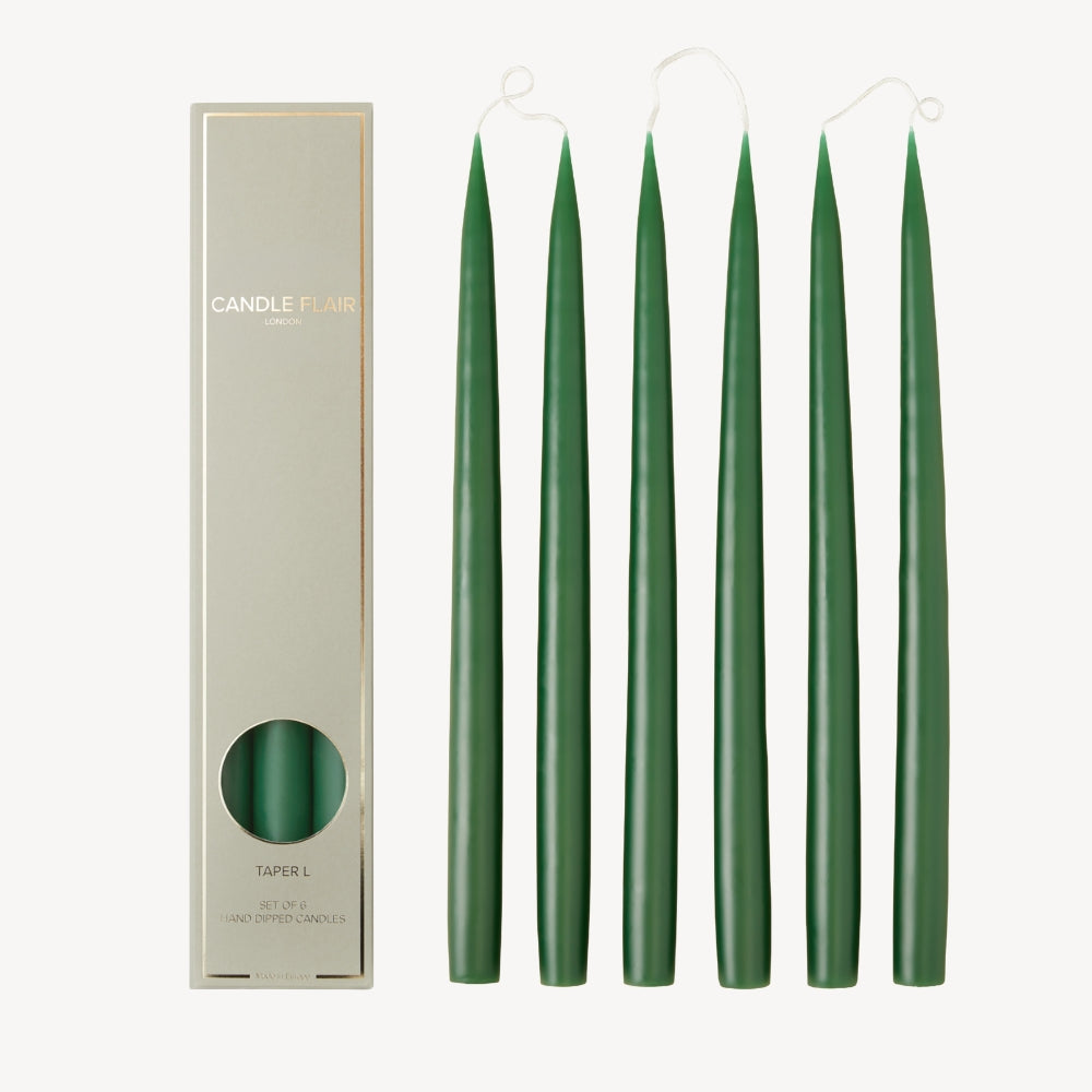 Box of 6 Candles - Taper 35 - Pine Green