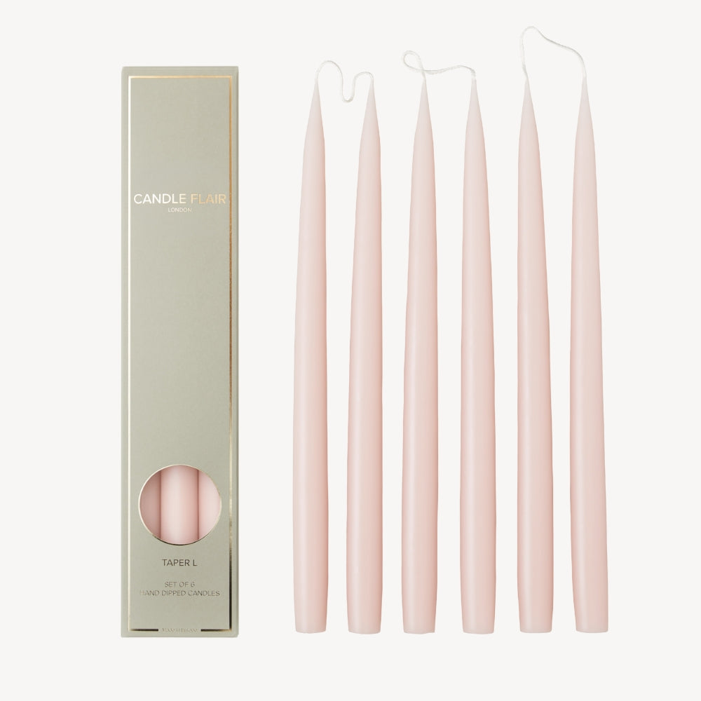 Box of 6 Candles - Taper 45 - Powder Pink
