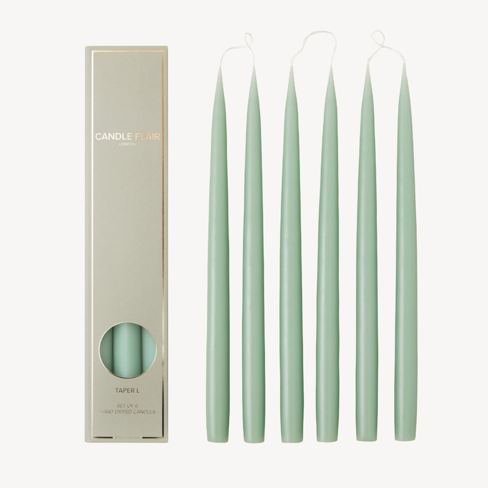 Box of 6 Candles - Taper 35 - Sage Green