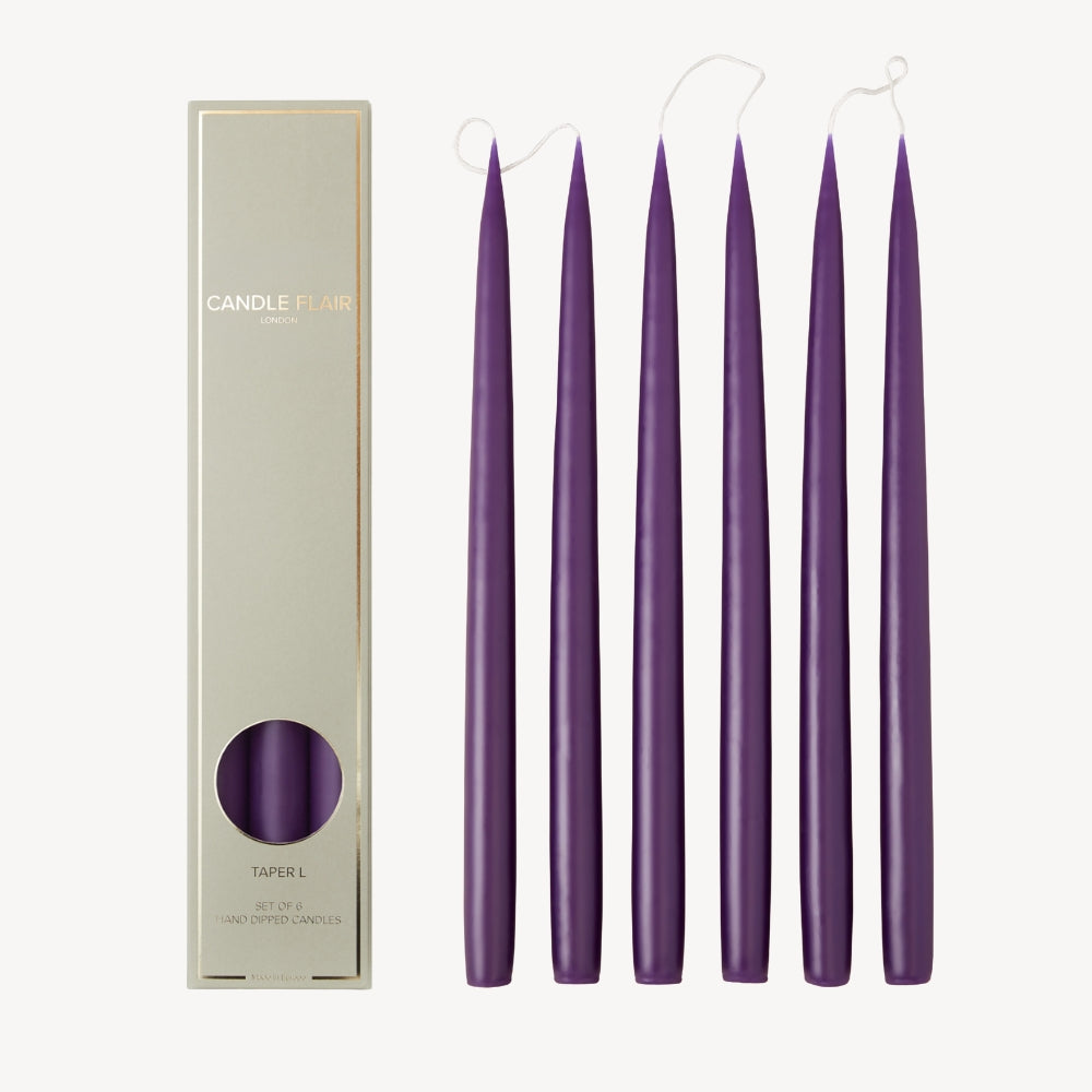 Box of 6 Candles - Taper 35 - Violet