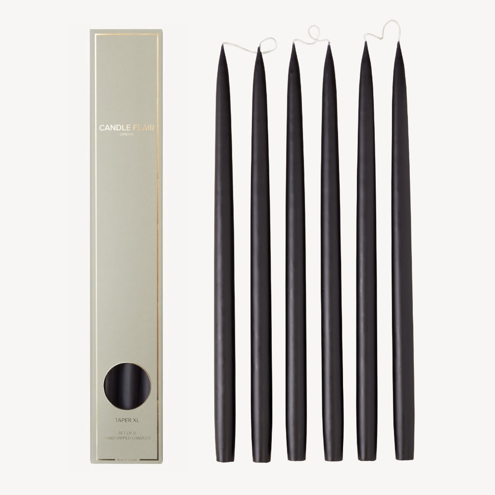 Box of 6 Candles - Taper 45 - Black