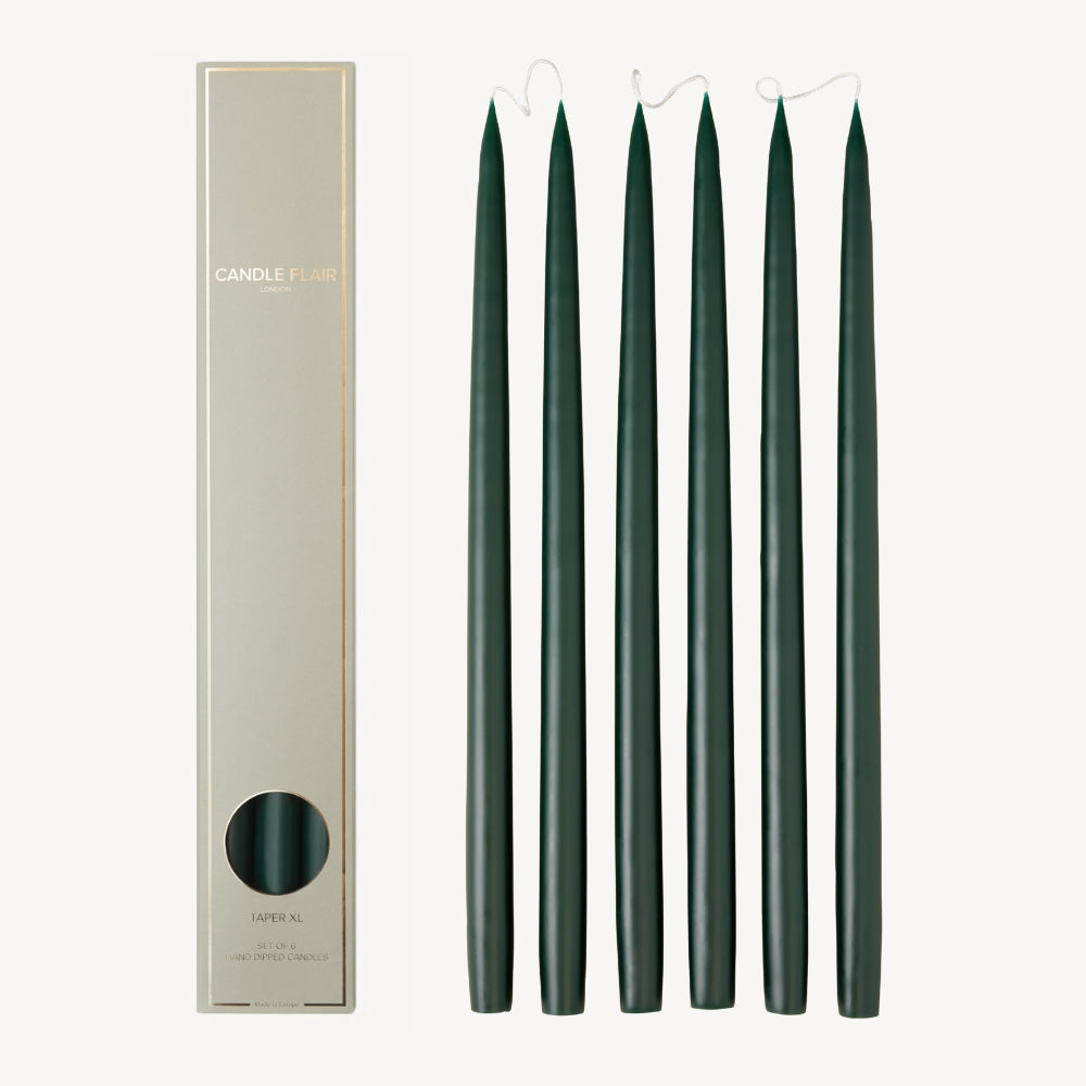 Box of 6 Candles - Taper 45 - Forest Green