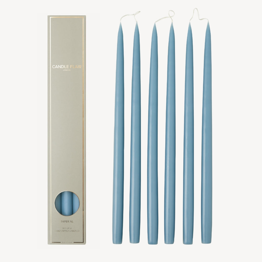 Box of 6 Candles - Taper 45 - Grey Blue