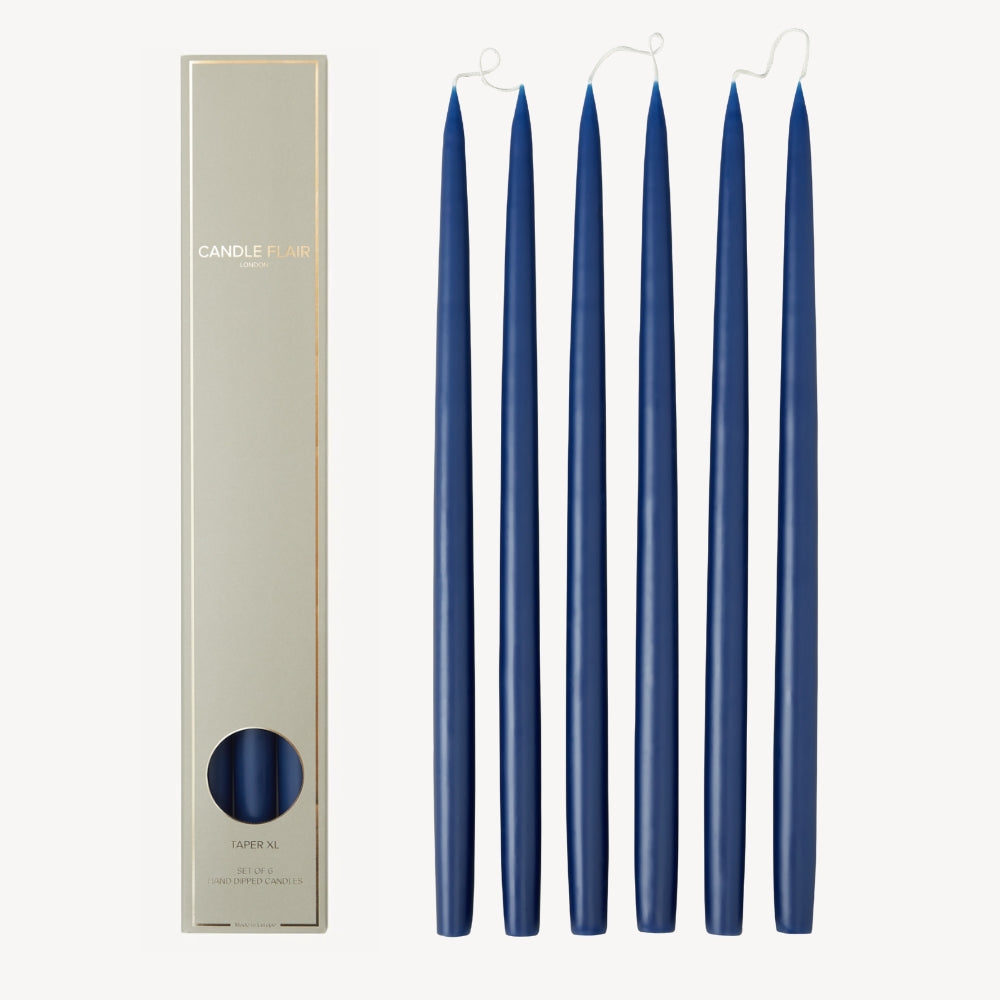 Box of 6 Candles - Taper 45 - Navy Blue
