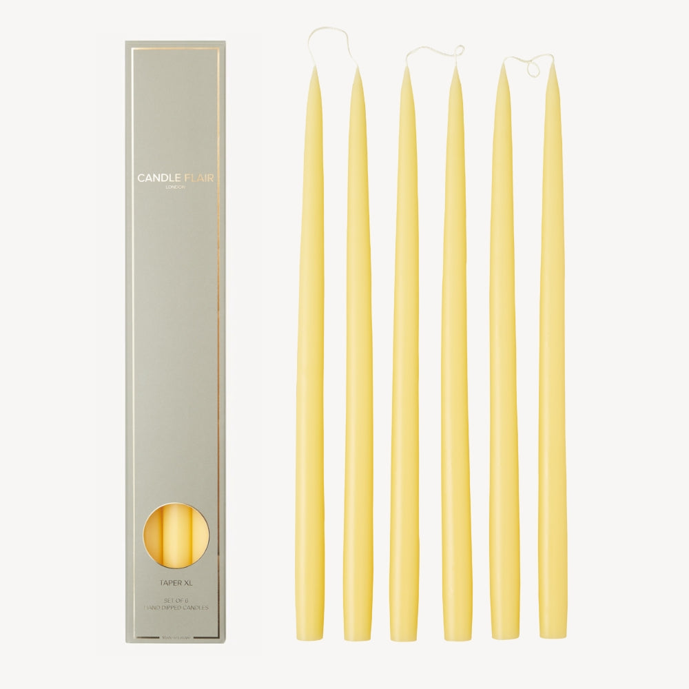 Box of 6 Candles - Taper 45 - Butter Yellow