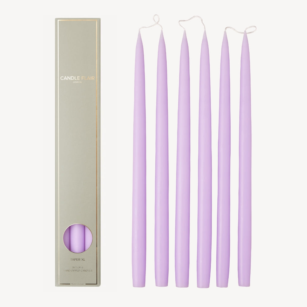 Box of 6 Candles - Taper 45 - Pastel Purple