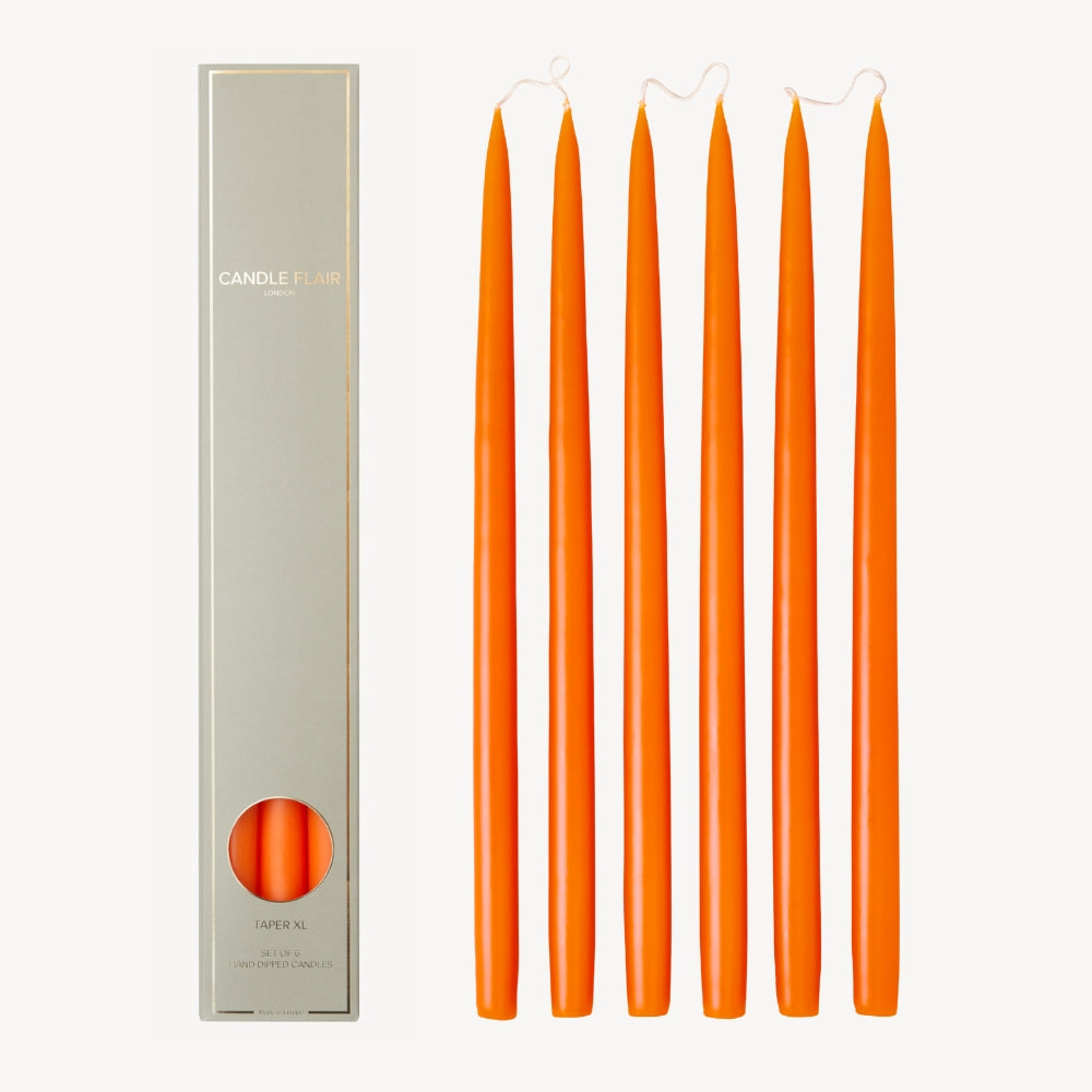 Box of 6 Candles - Taper 45 - Pumpkin Orange