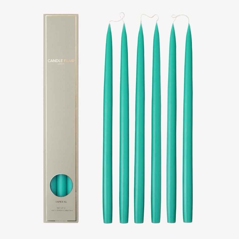 Box of 6 Candles - Taper 45 - Turquoise