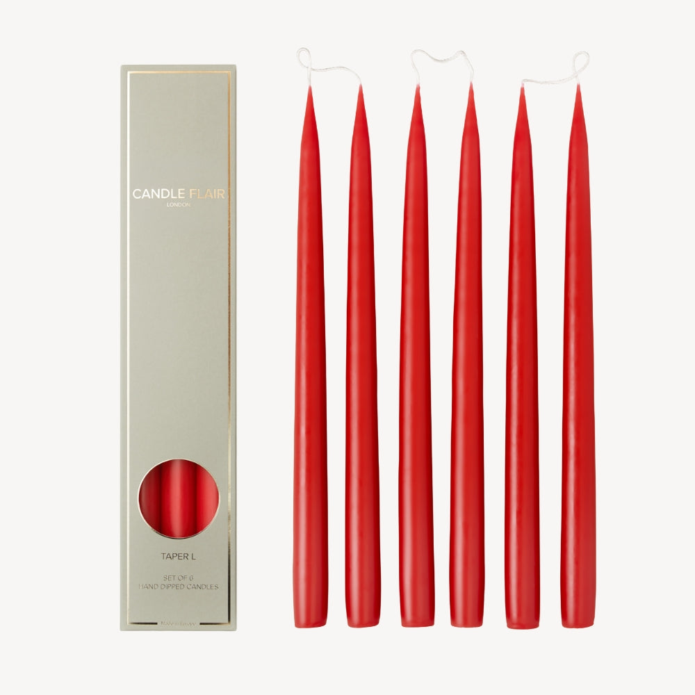 Box of 6 Candles - Taper 35 - Berry Red
