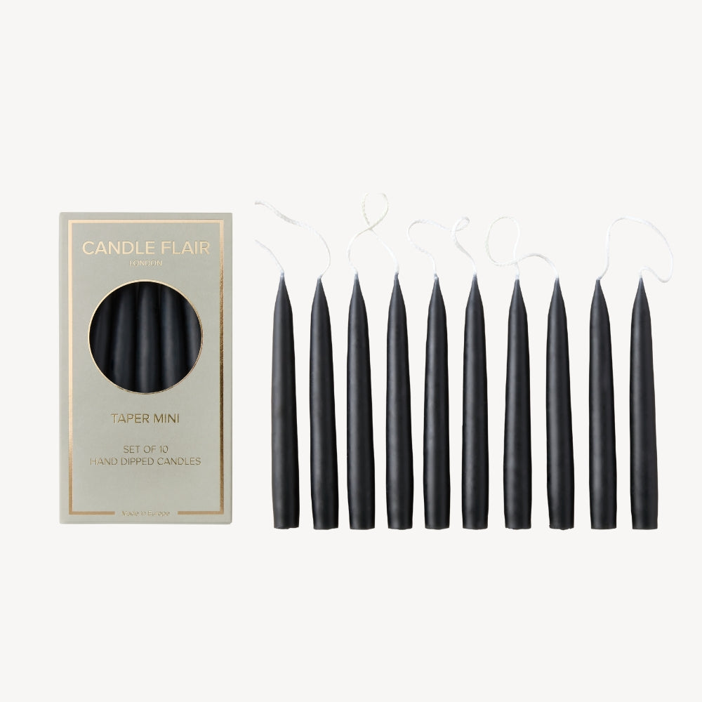 Box of 10 Candles - Taper Mini - Black