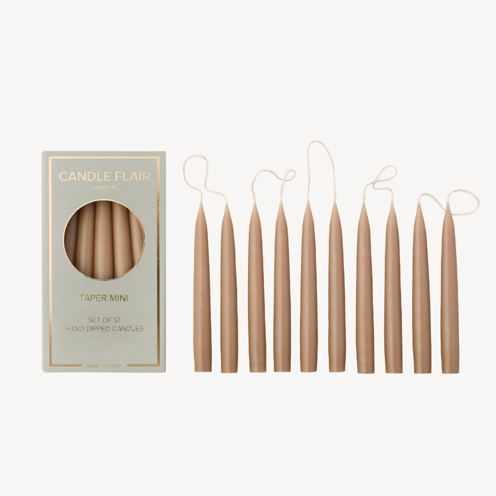 Box of 10 Candles - Taper Mini - Cappuccino