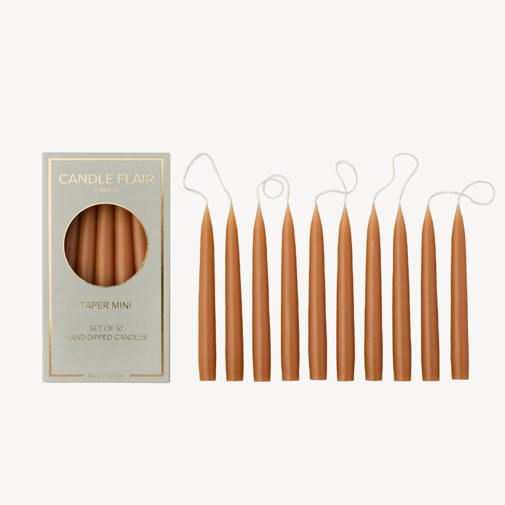 Box of 10 Candles - Taper Mini - Caramel
