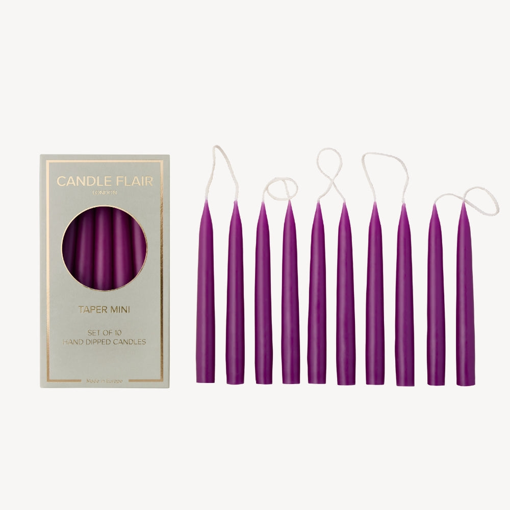 Box of 10 Candles - Taper Mini - Dark Heather
