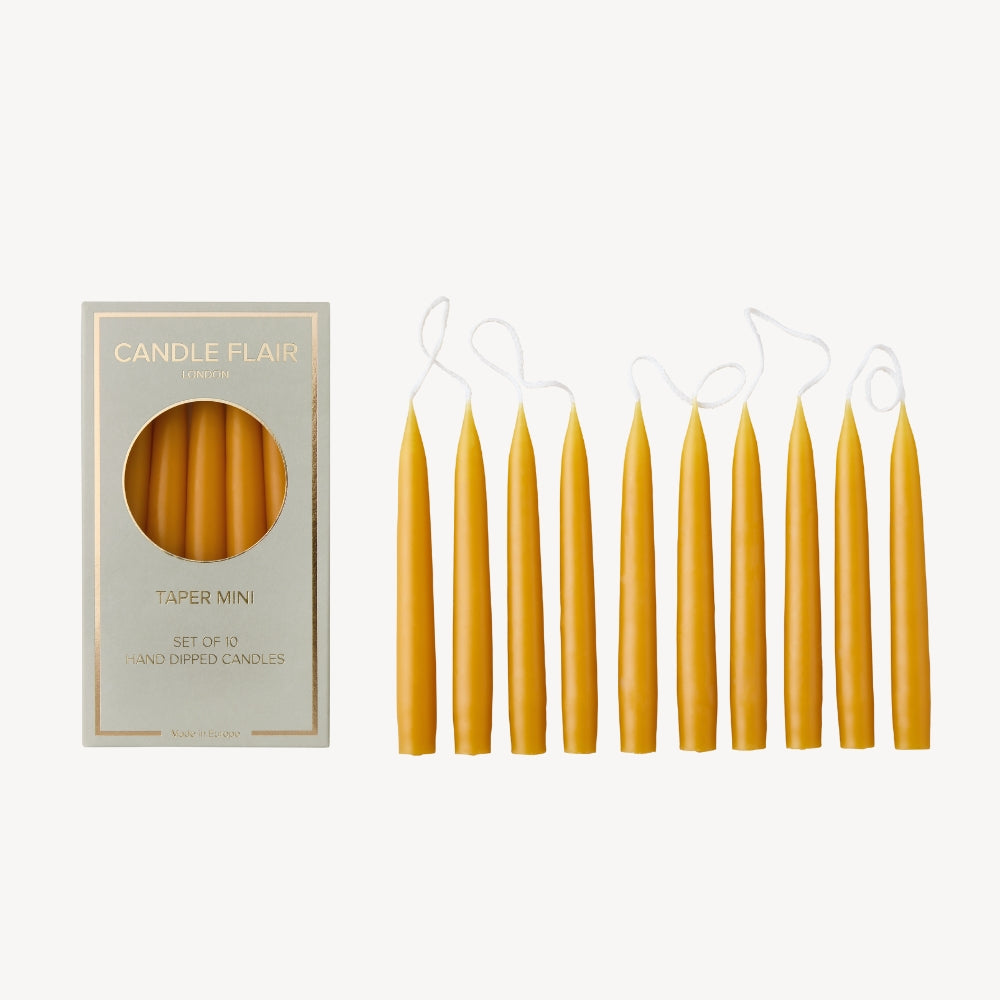 Box of 10 Candles - Taper Mini - Honey