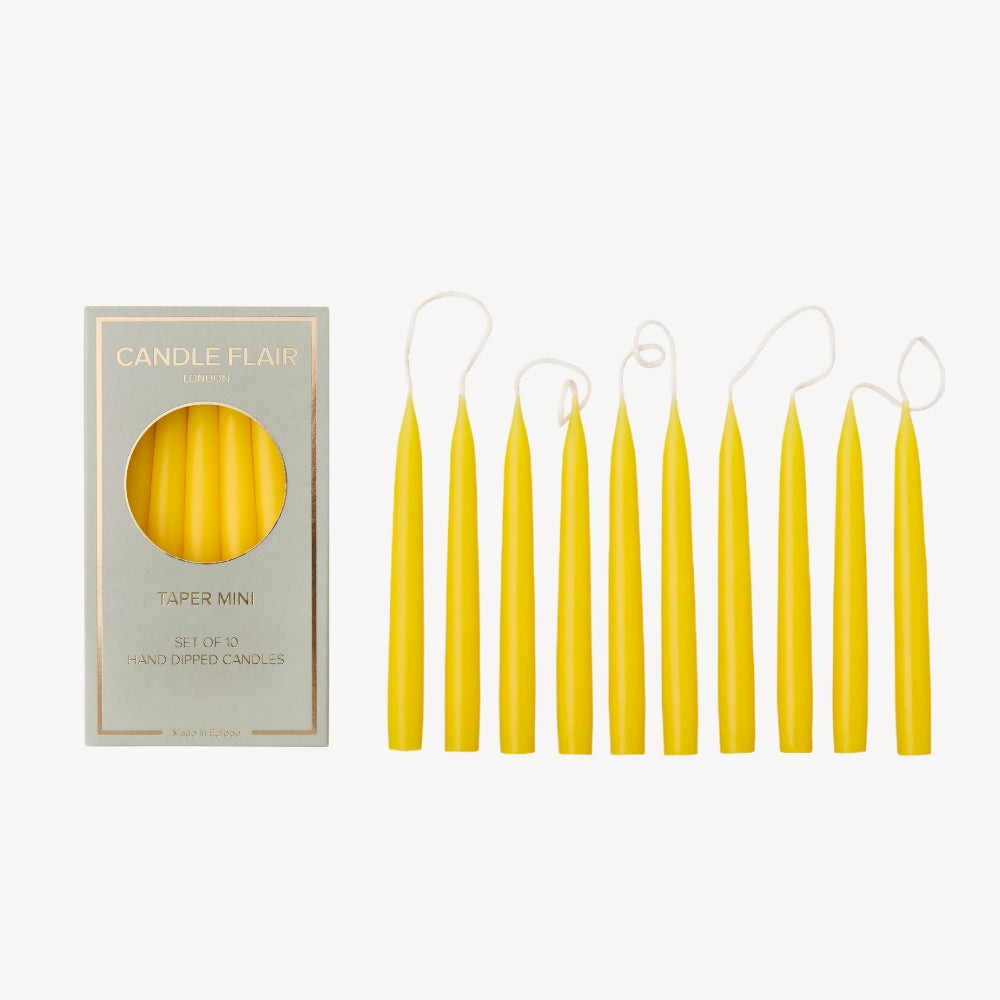 Box of 10 Candles - Taper Mini - Lemon