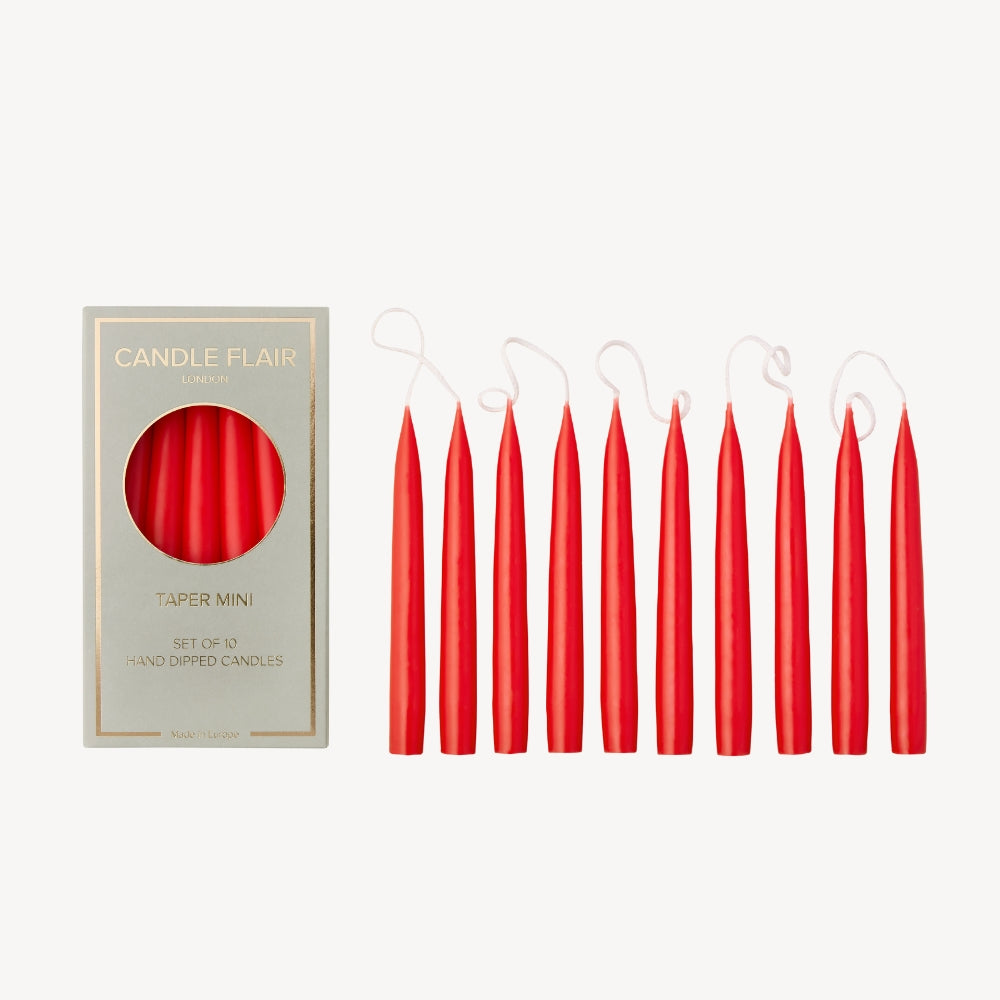 Box of 10 Candles - Taper Mini - Ruby Red