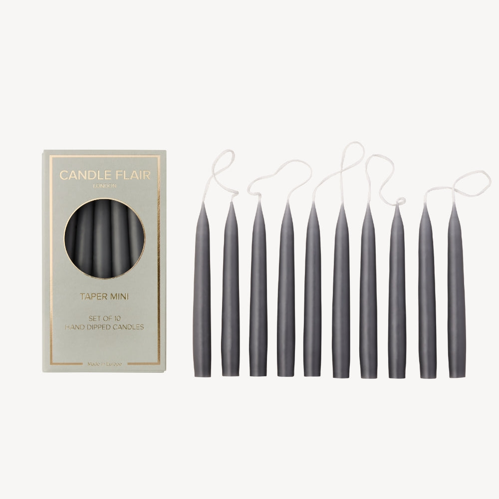 Box of 10 Candles - Mini - Slate Grey