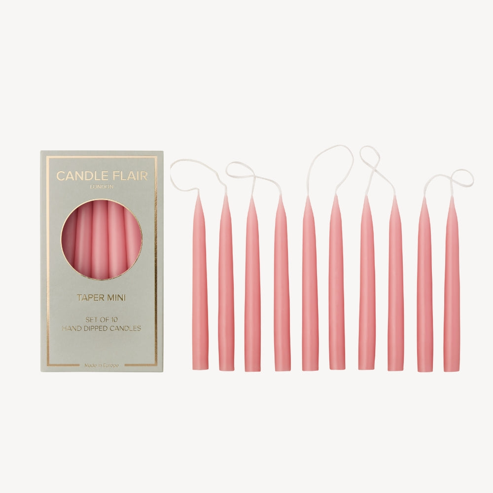 Box of 10 Candles - Taper Mini - Vintage Rose